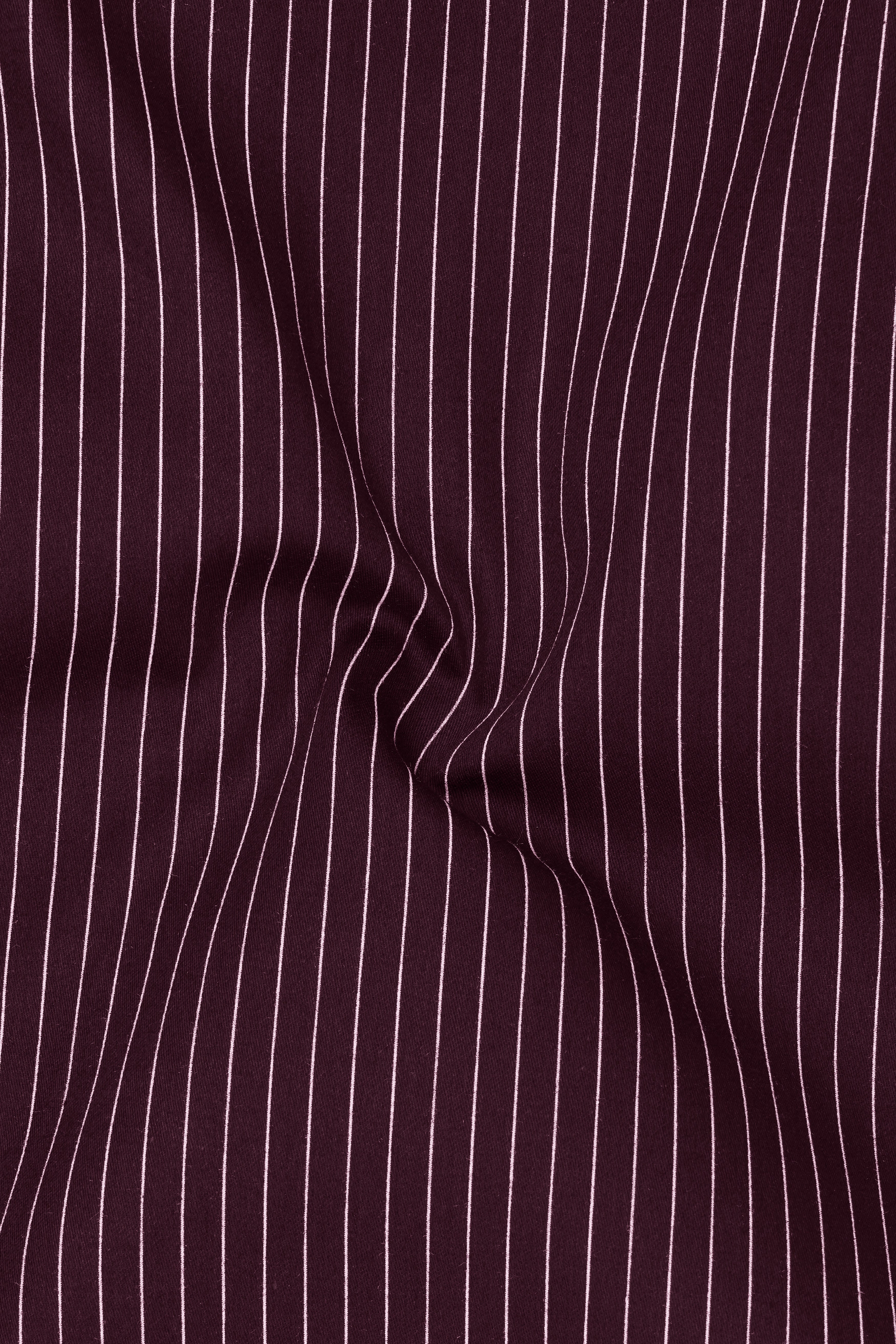Claret-Aubergine Maroon And Bright White Pin Striped Subtle Sheen Soft Premium Cotton Dress Shirt