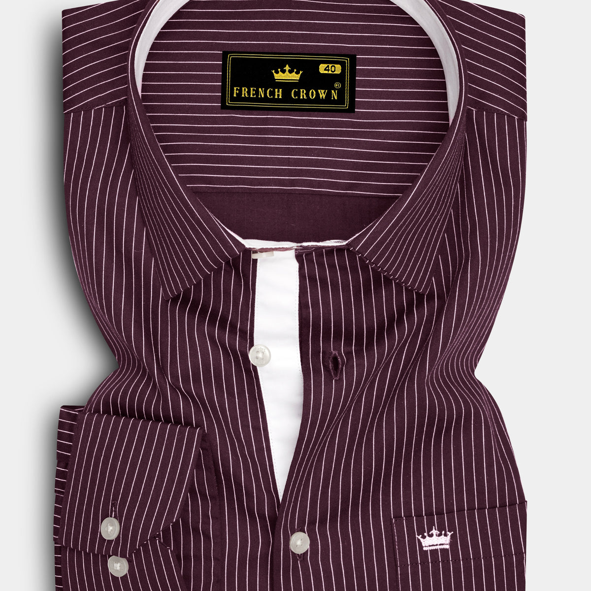 burgundy and white dress shirt Albiate Burgundy Wide Stripe Oxford Shirt