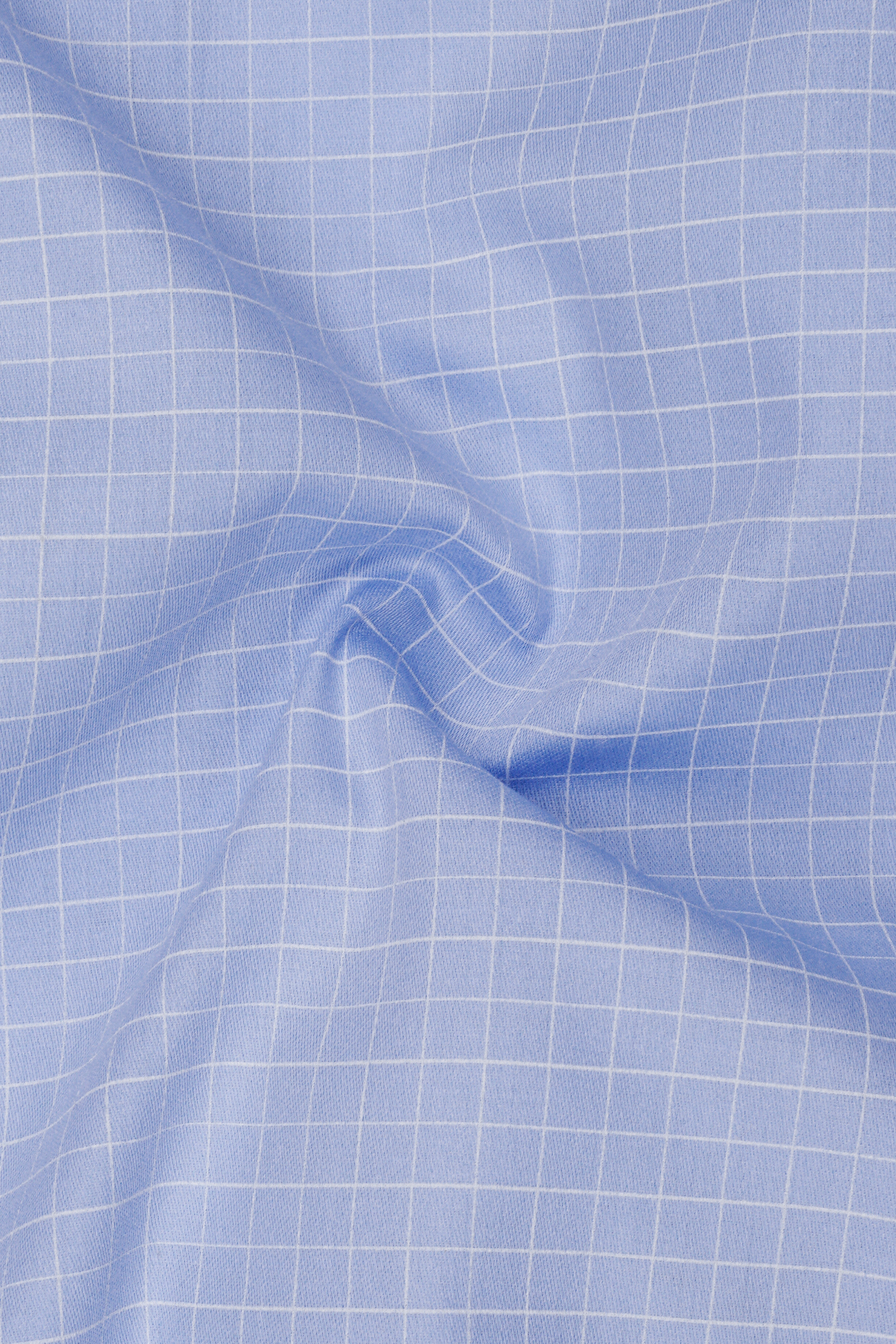 Mariner-Perano Blue And Bright White Plaid Subtle Sheen Soft Premium Cotton Dress Shirt