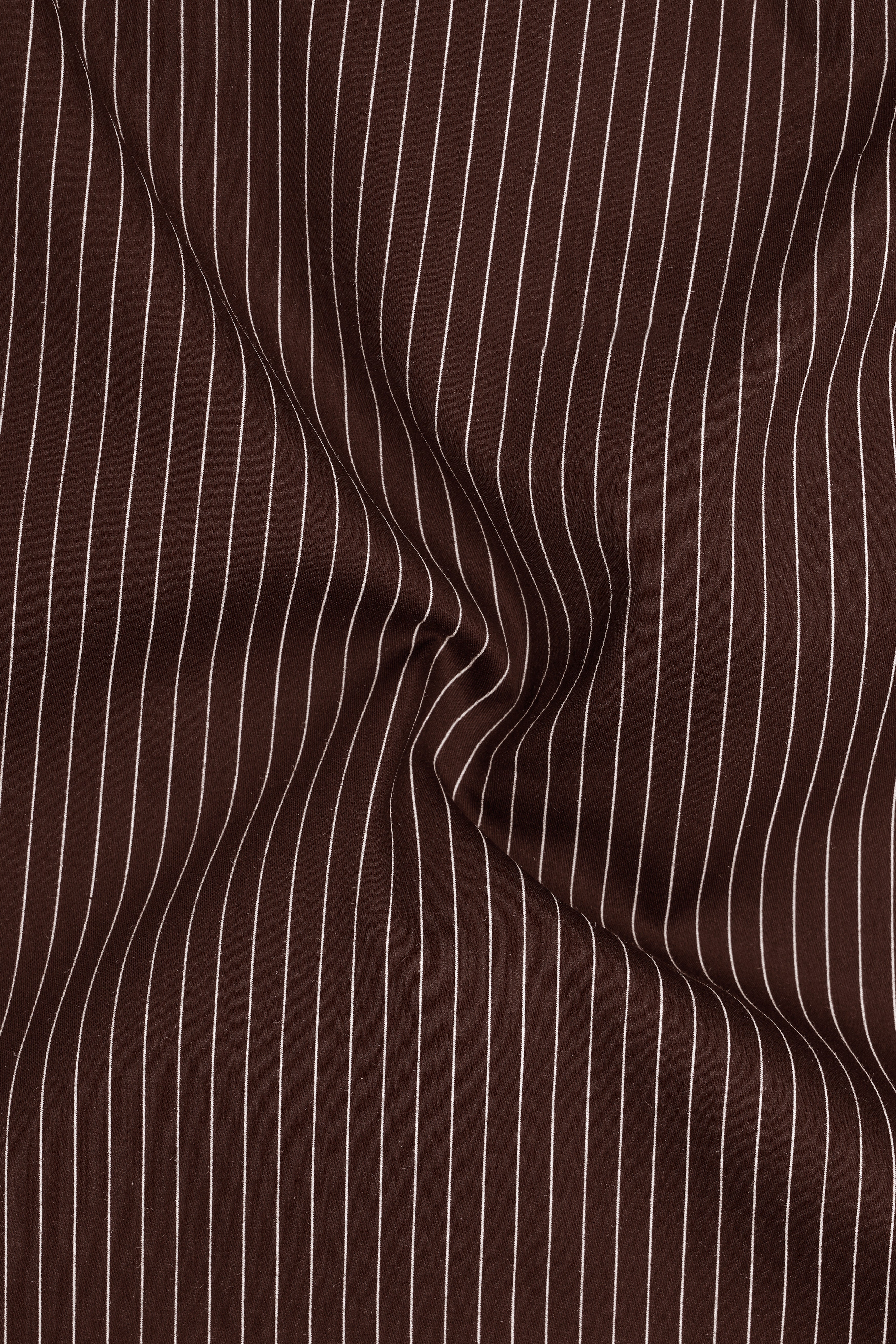 Umber-Bistre Brown And Bright White Pin Striped Subtle Sheen Soft Premium Cotton Dress Shirt