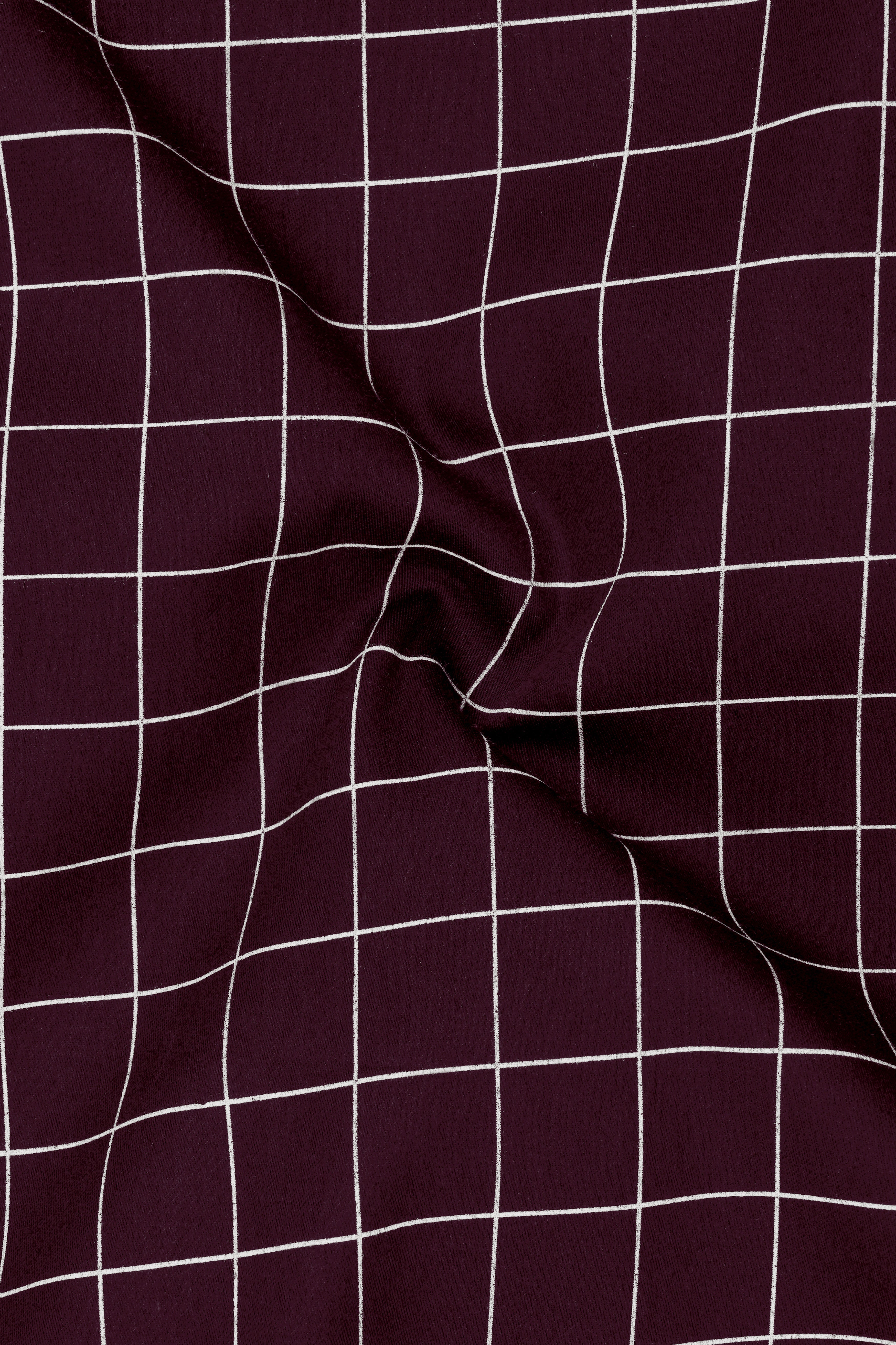 Garnet-Tamarind Maroon And Bright White Windowpane Subtle Sheen Soft Premium Cotton Dress Shirt