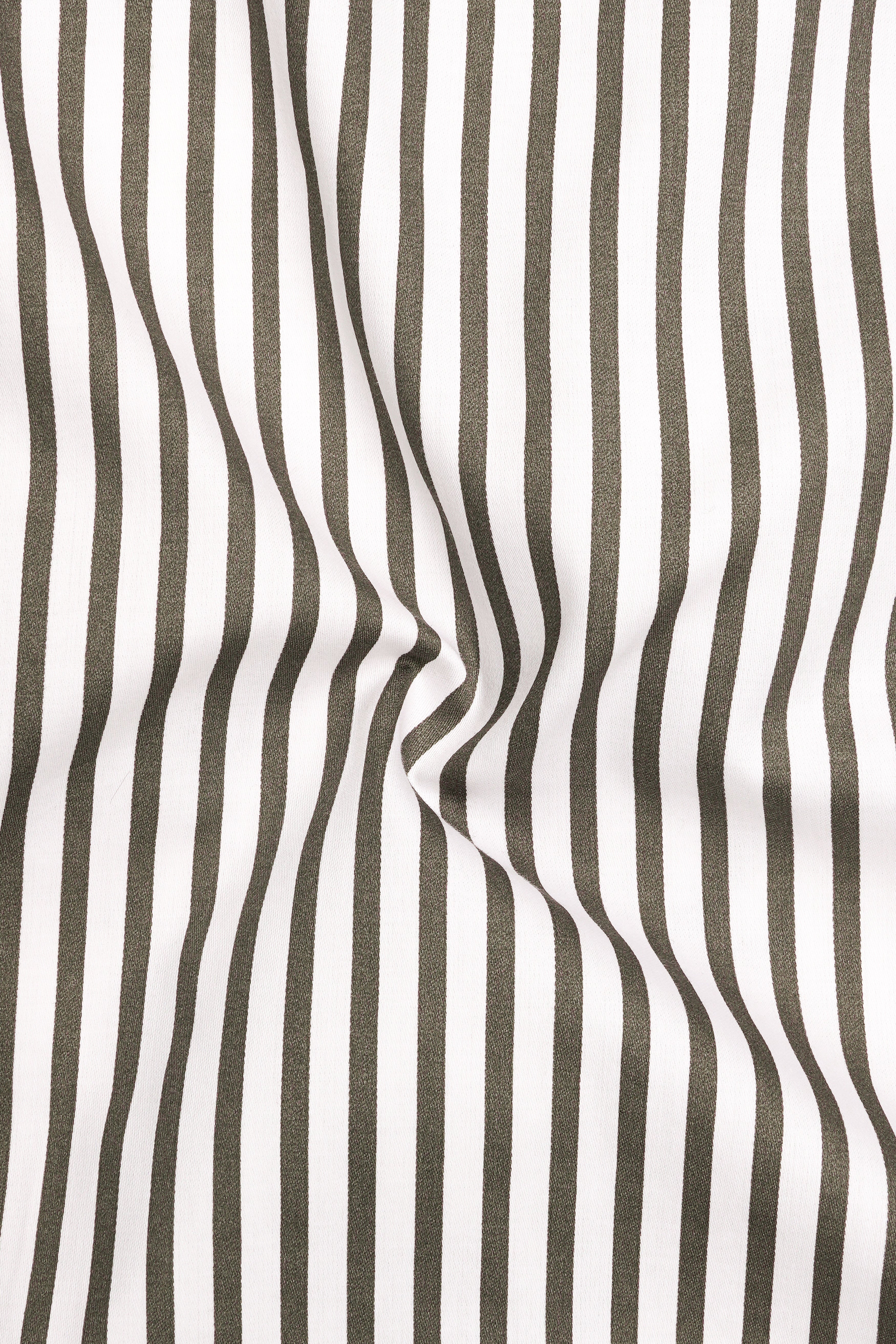 Meadow-Hemlock Green And Bright White Candy Striped Super Soft Premium Cotton Dress White Cuff Collar Shirt