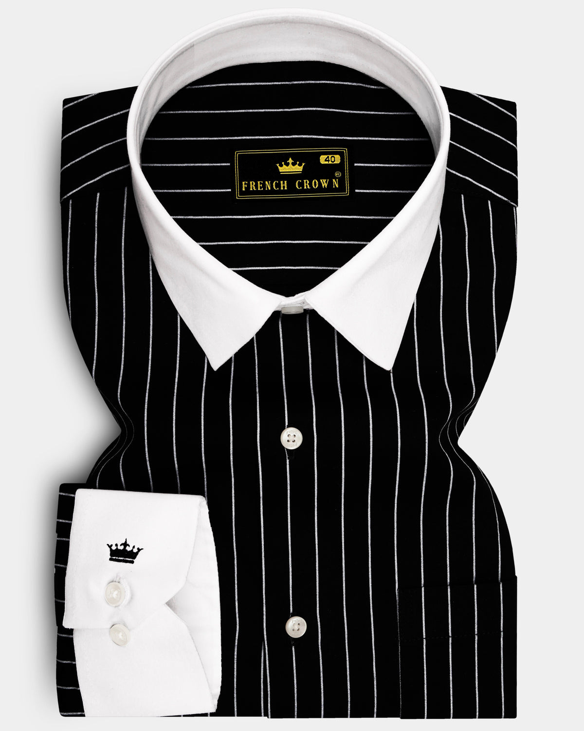 Regalux-Jade Black And Bright White Pin Stripes Formal Premium Cotton ...
