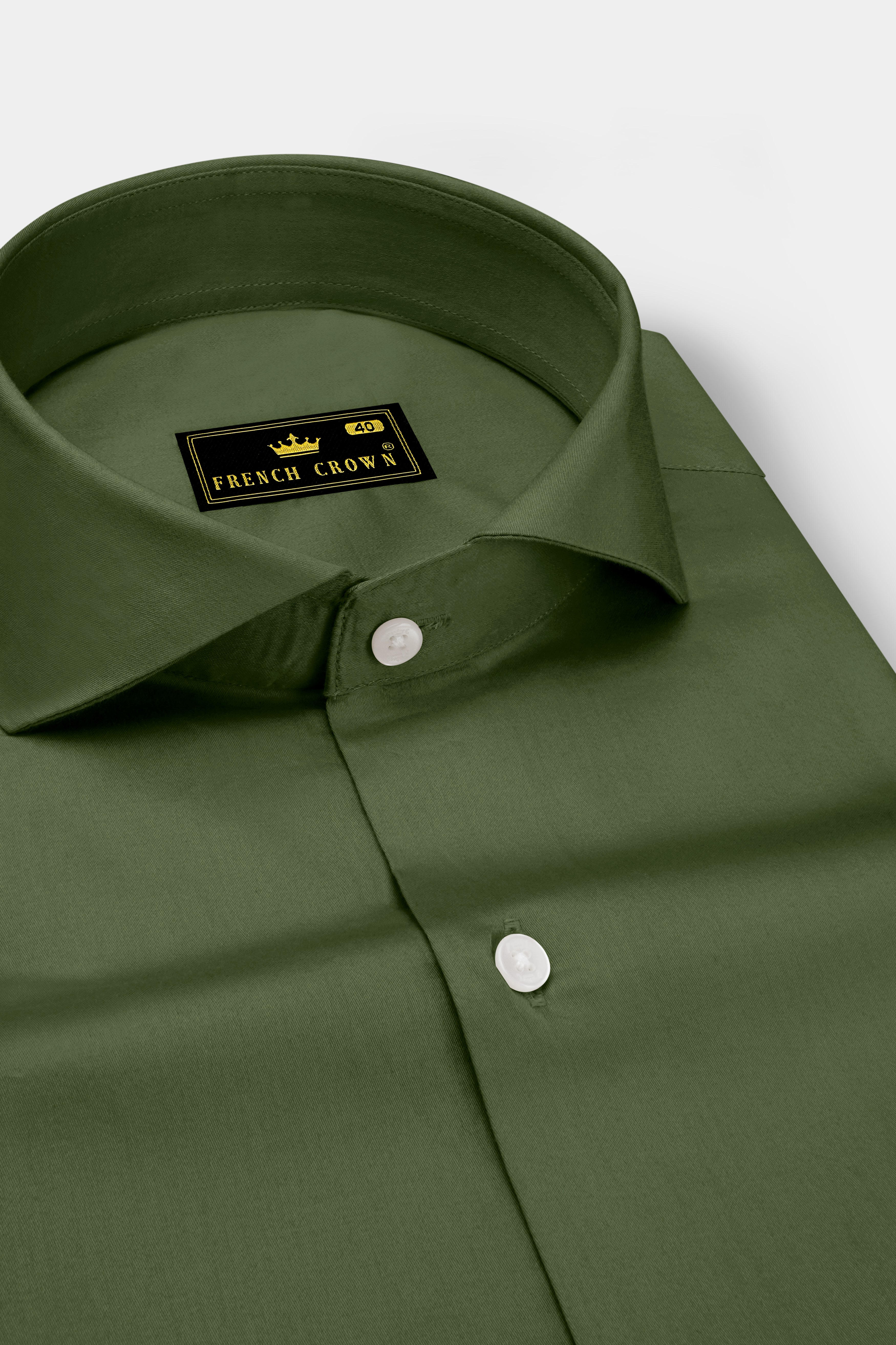 Verdant-Camo Green Subtle Sheen Super Soft Premium Cotton Cut Away Collar Dress Shirt