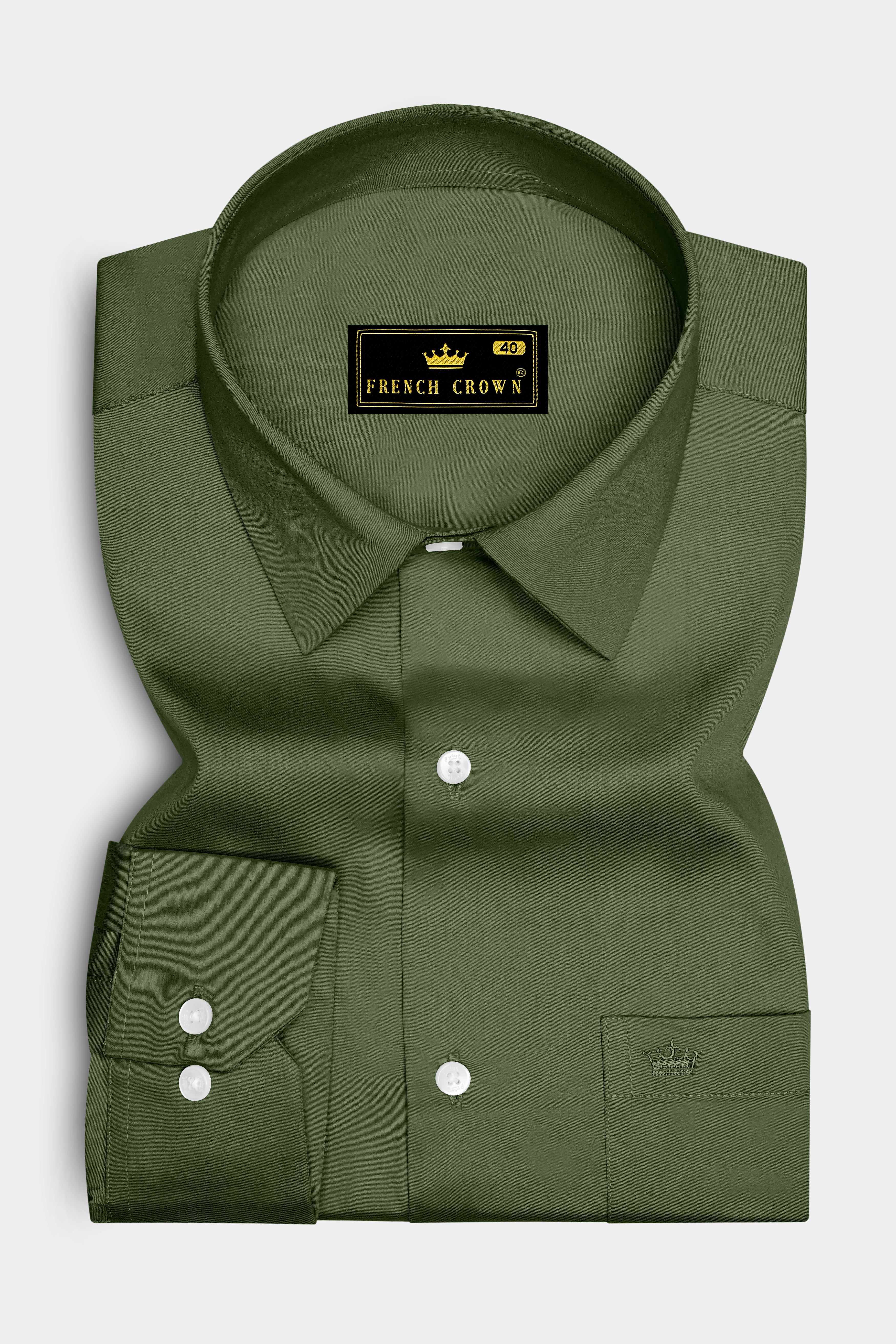 Verdant-Camo Green Subtle Sheen Super Soft Premium Cotton Dress Shirt