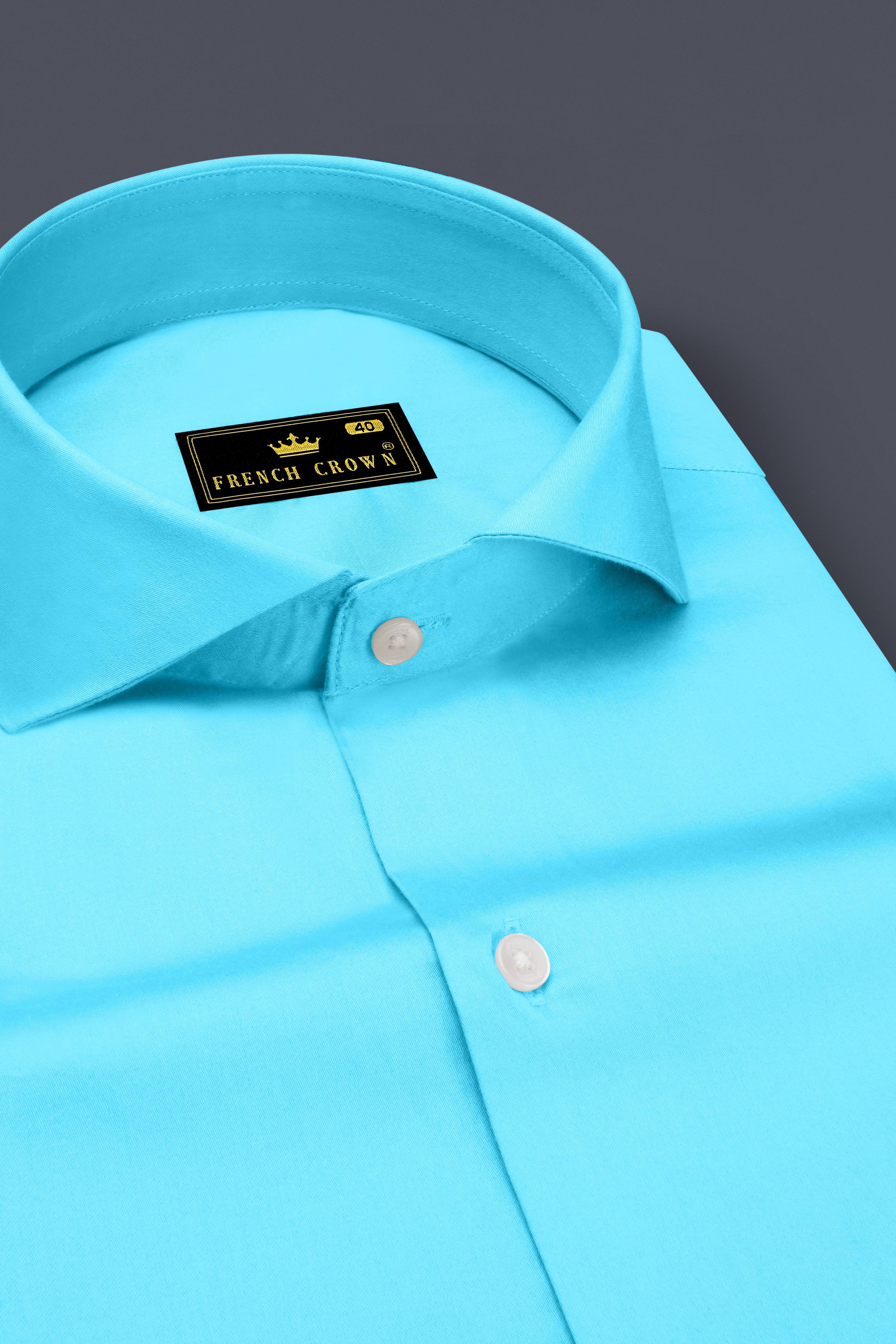 Azure-Columbia Blue Subtle Sheen Super Soft Premium Cotton Cut Away Collar Dress Shirt