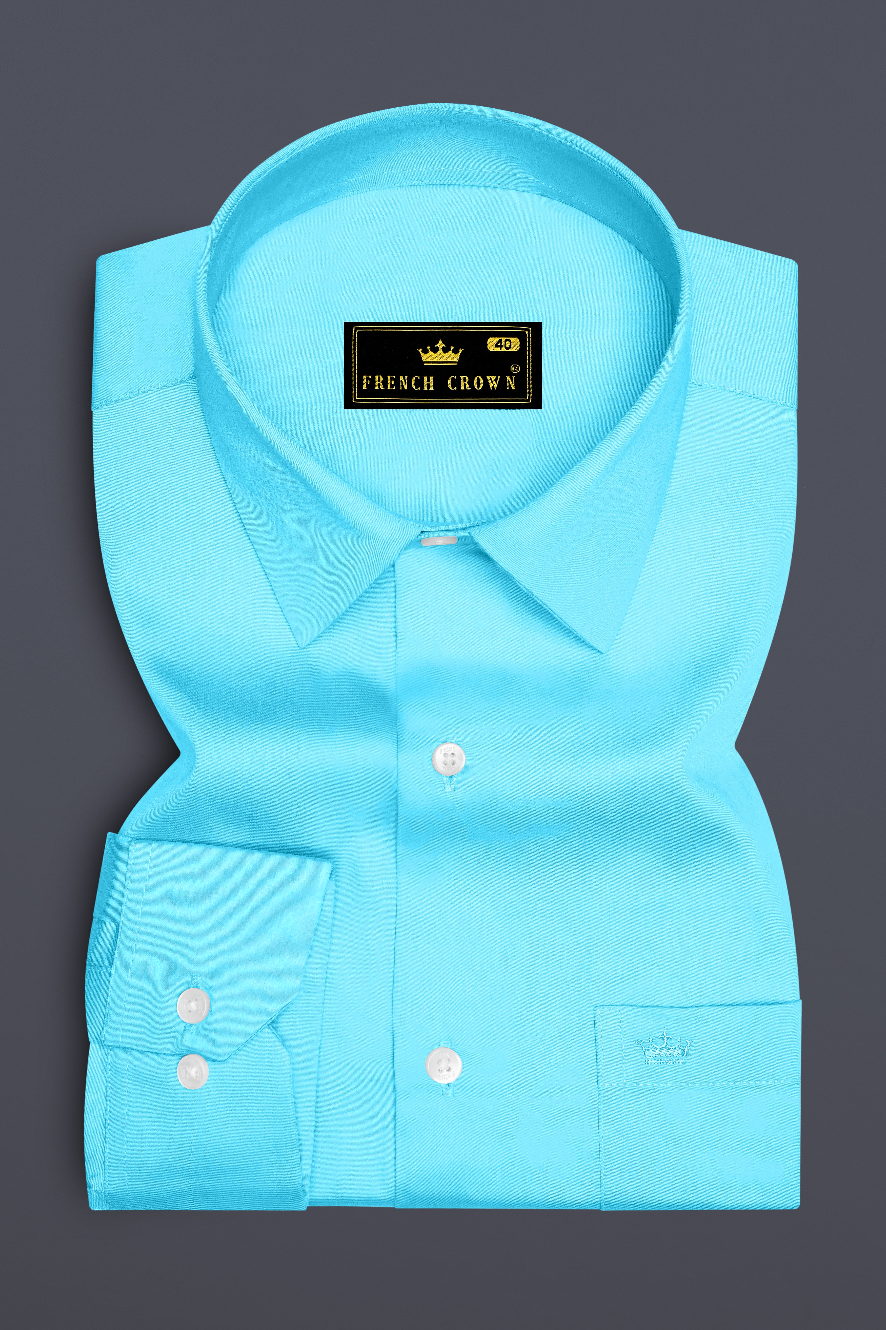 Azure-Columbia Blue Subtle Sheen Super Soft Premium Cotton Dress Shirt