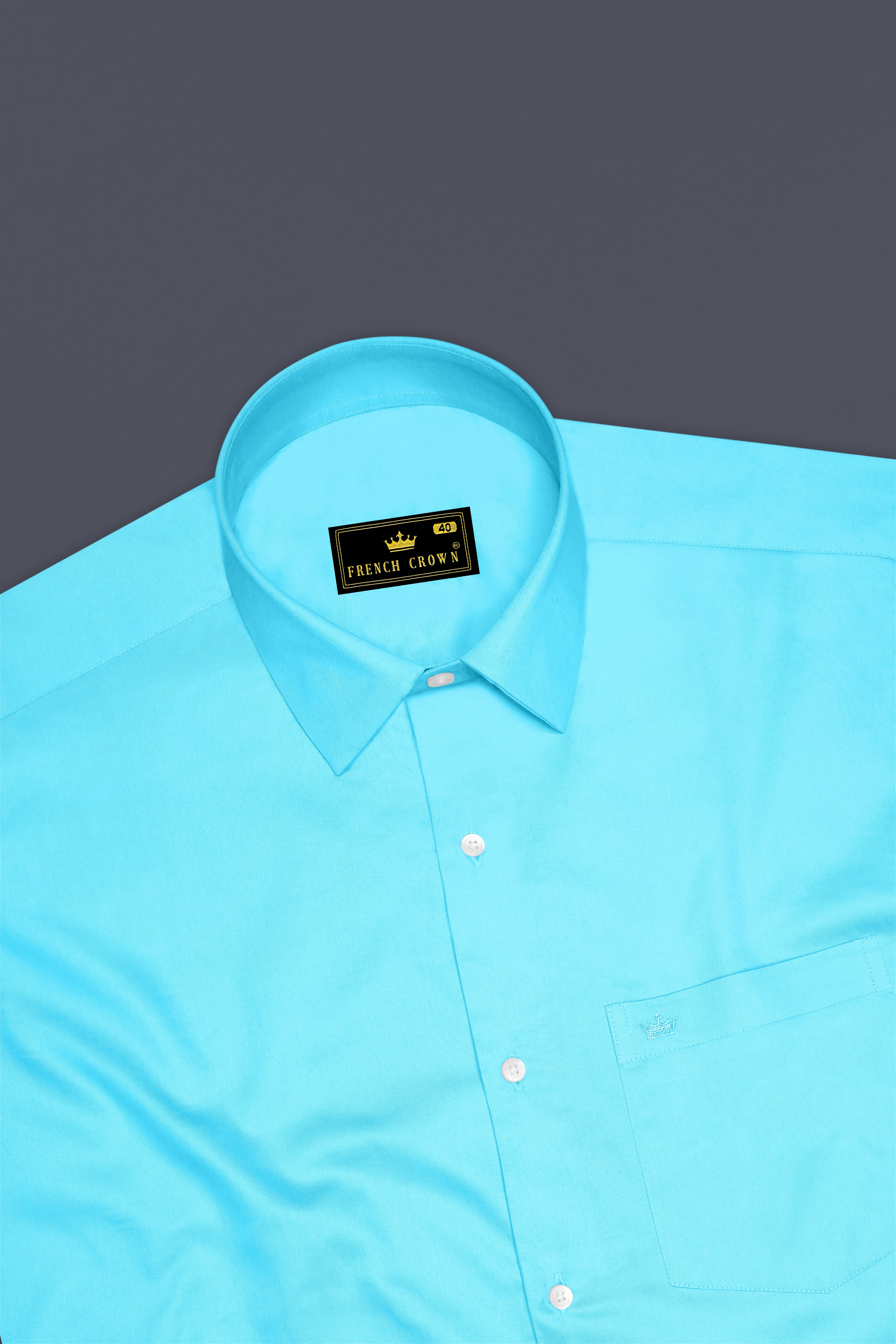 Azure-Columbia Blue Subtle Sheen Super Soft Premium Cotton Dress Shirt