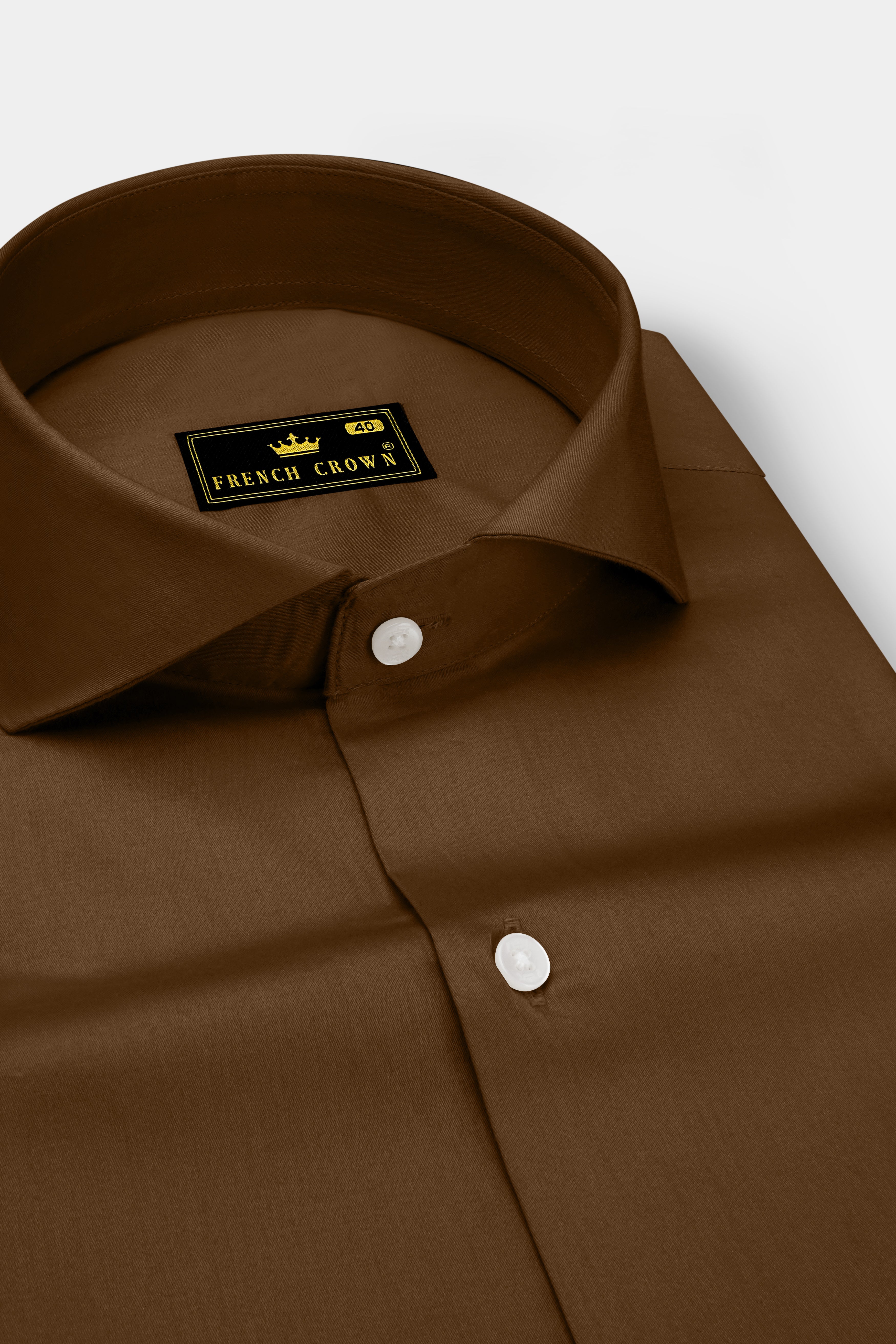 Umber-Otter Brown Subtle Sheen Super Soft Premium Cotton Cut Away Collar Dress Shirt