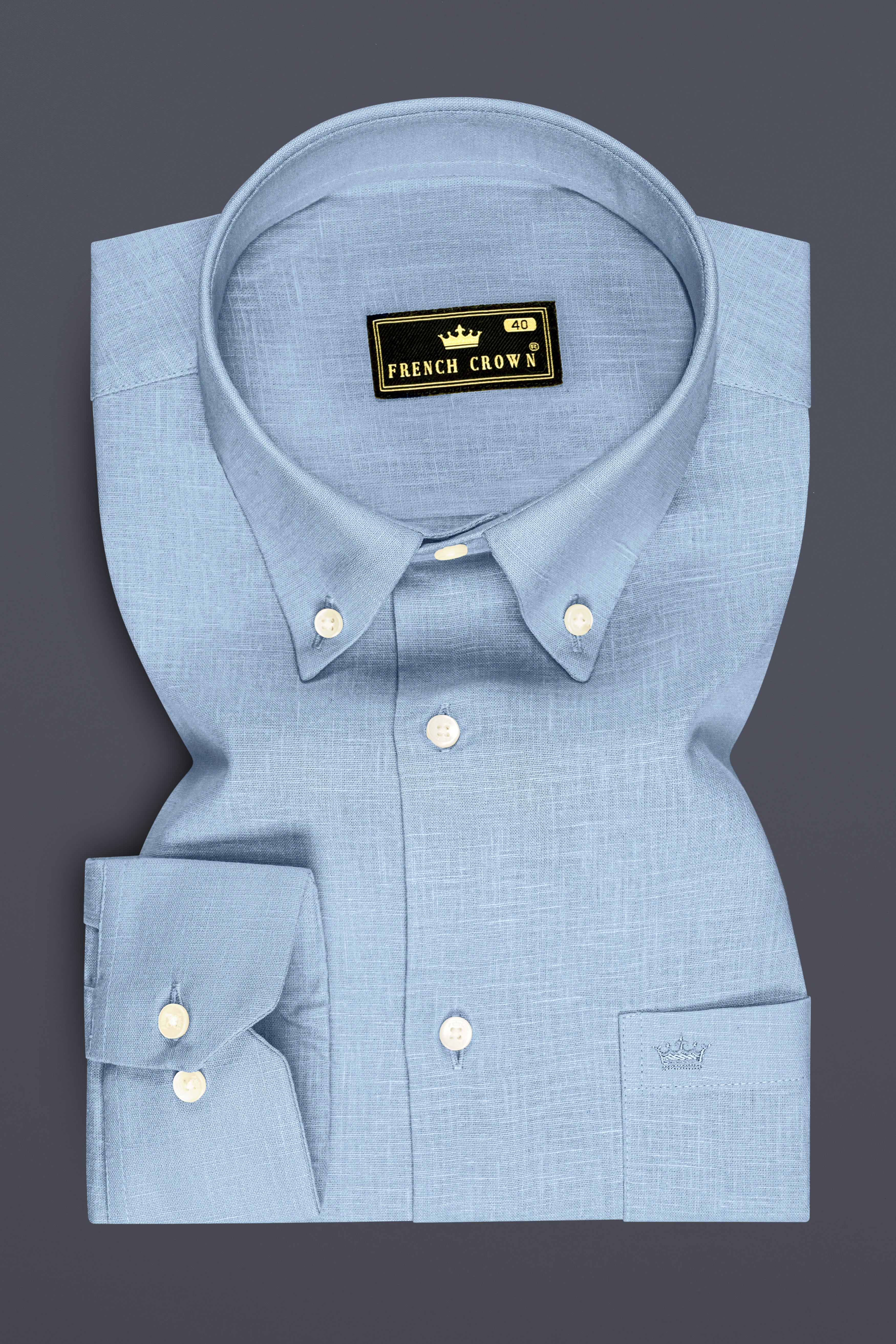 Poise-Waterloo Blue Luxurious Linen Button Down Dress Shirt