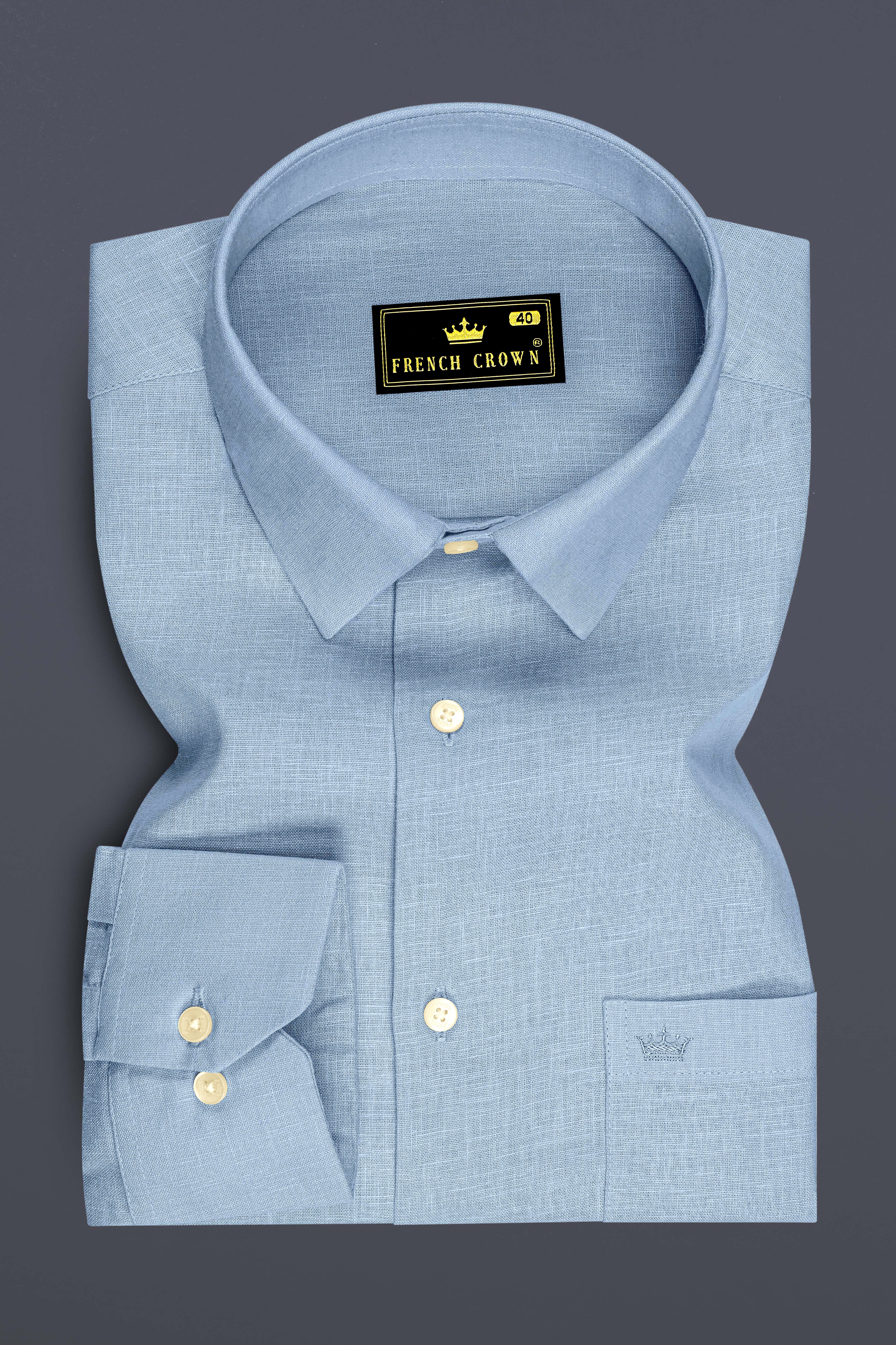 Poise-Waterloo Blue Luxurious Linen Dress Shirt