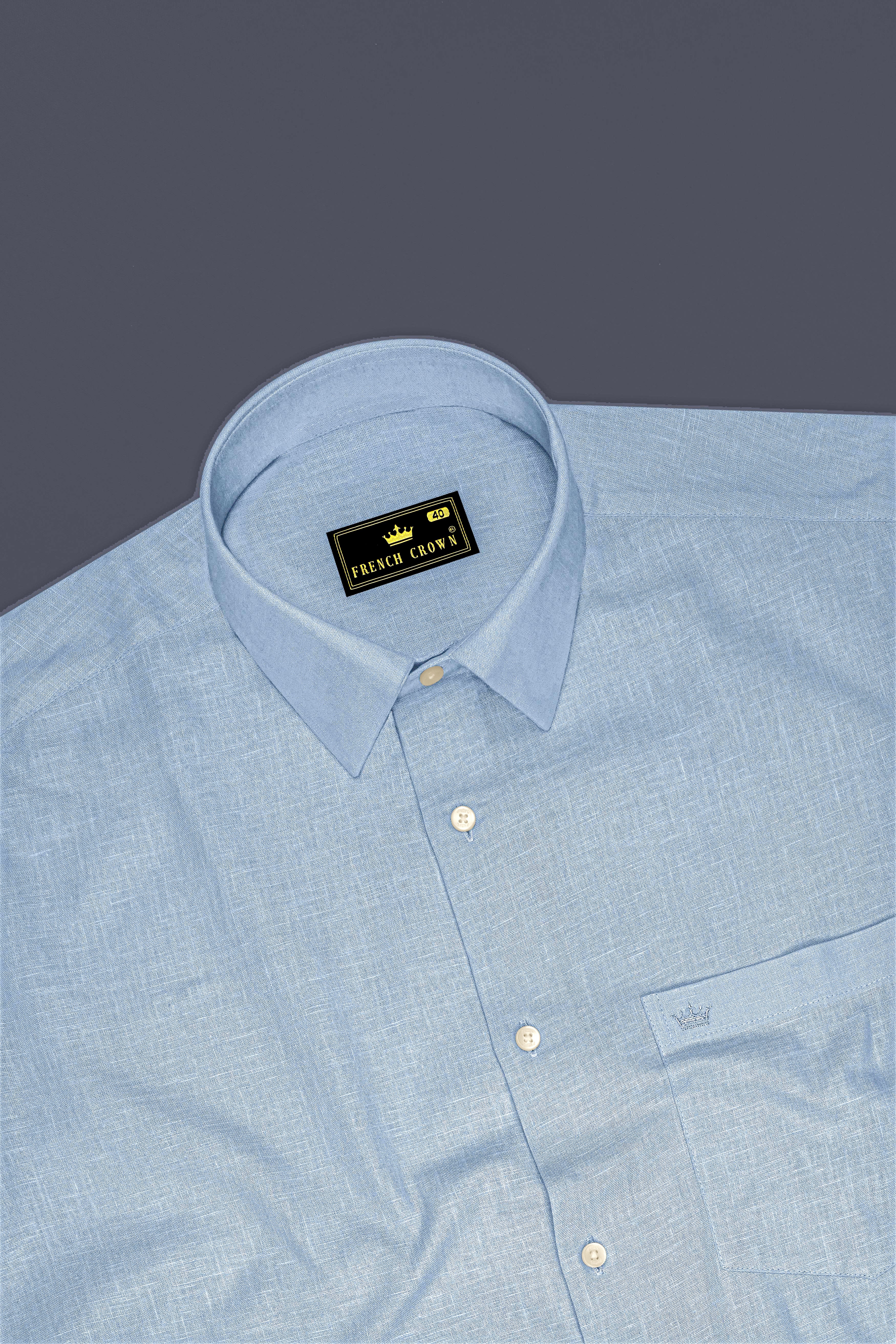 Poise-Waterloo Blue Luxurious Linen Dress Shirt