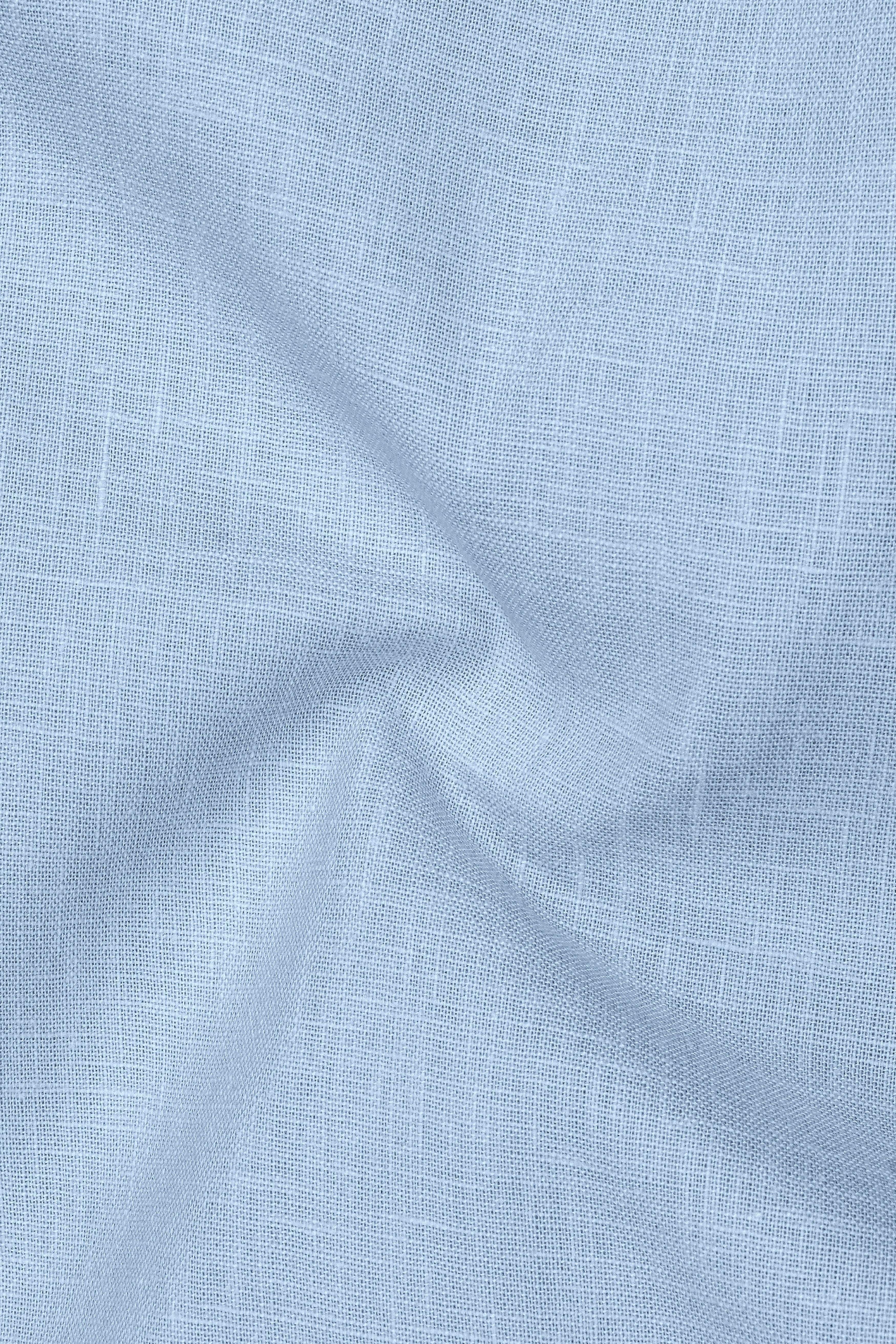 Poise-Waterloo Blue Luxurious Linen Mandarin Dress Shirt
