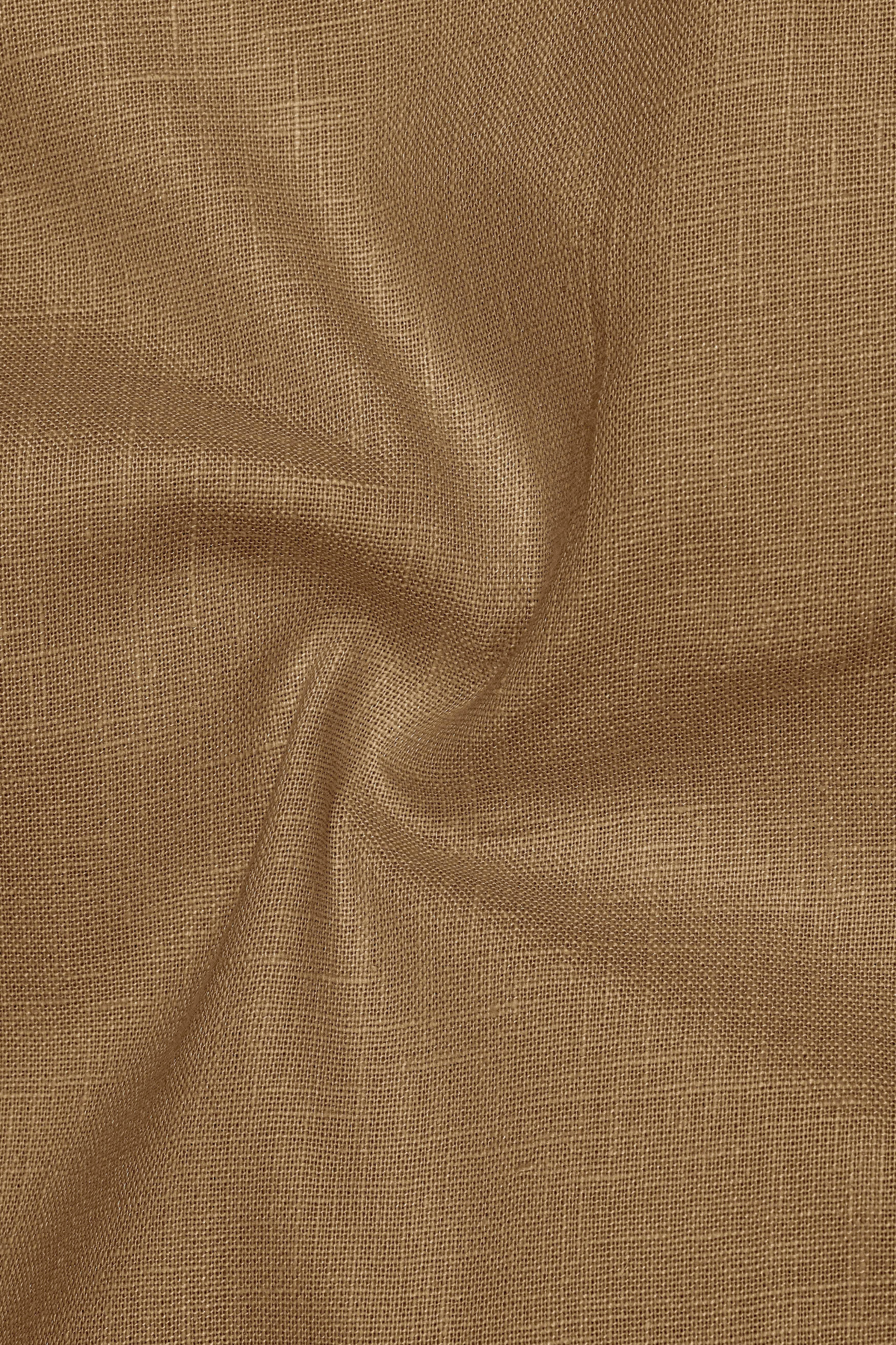 Toast-Pastel Brown Luxurious Linen Button Down Dress Shirt