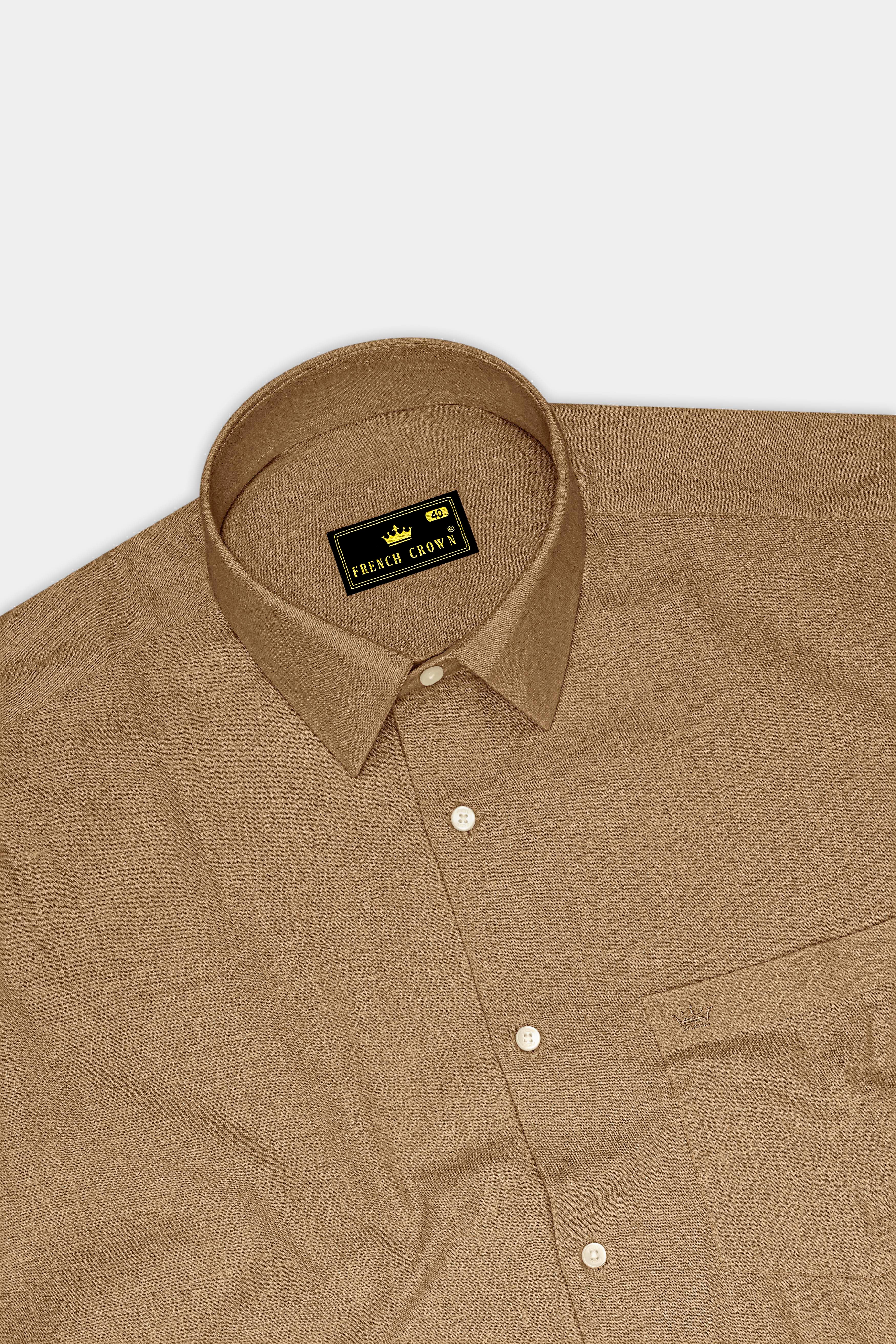 Toast-Pastel Brown Luxurious Linen Dress Shirt