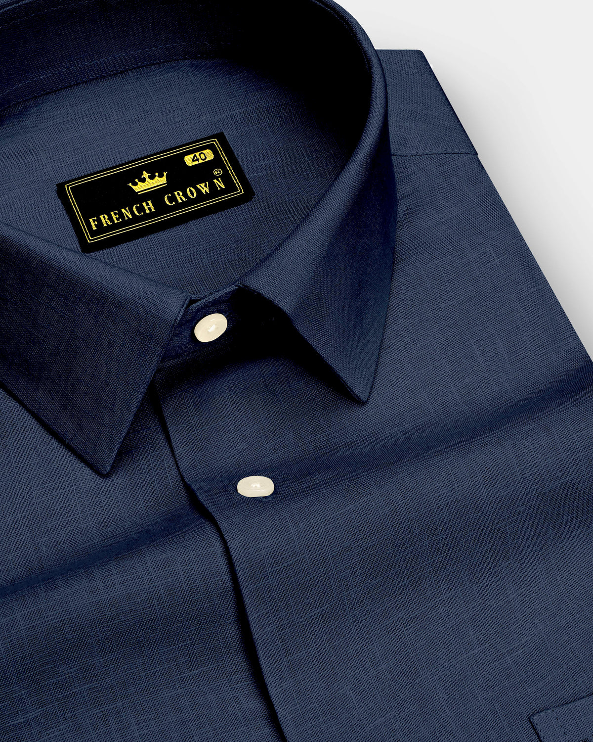 Bunker Blue Mariner-Bunker Blue Plain Solid Formal Premium Linen Shirt For Men