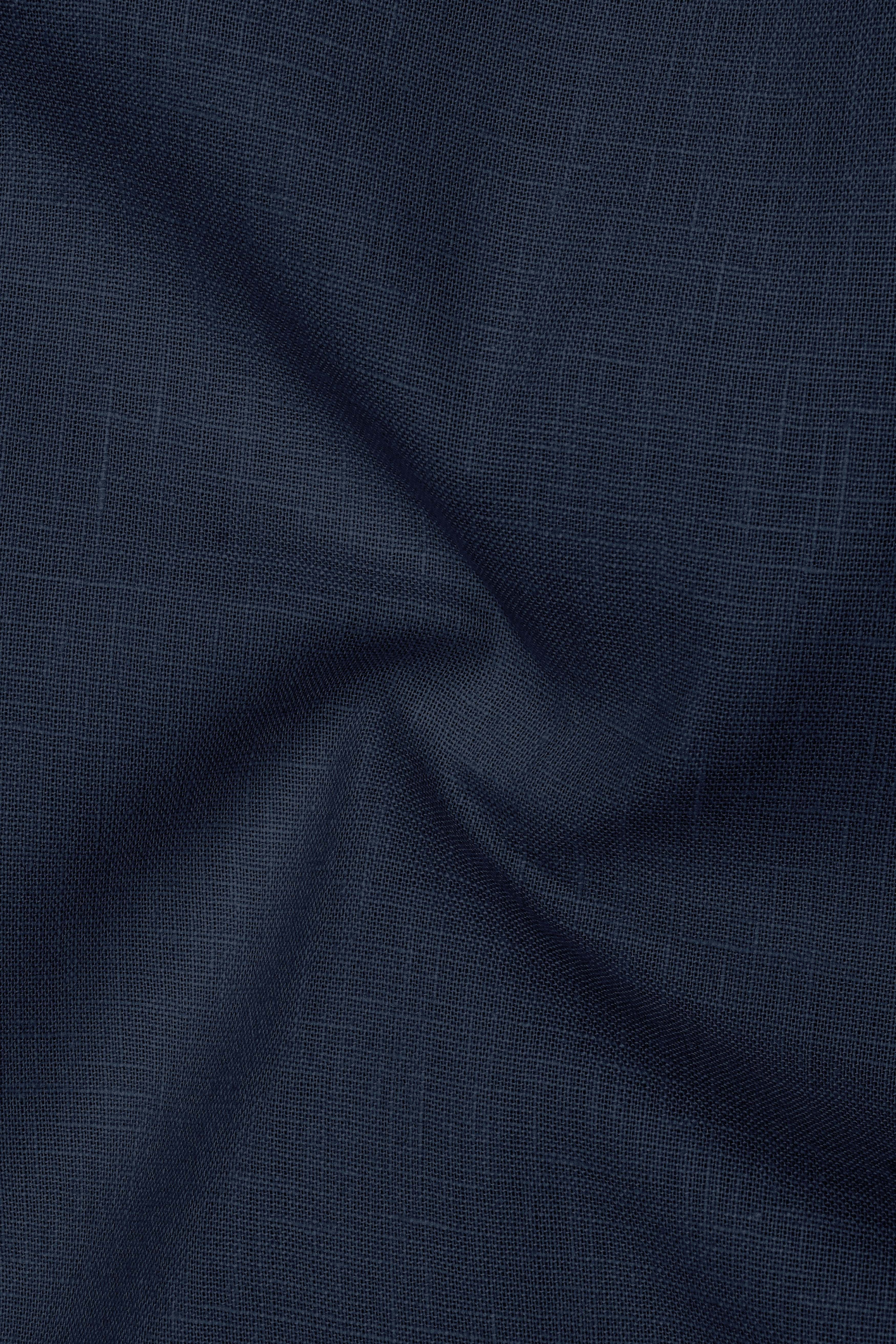 Mariner-Bunker Blue Luxurious Linen Dress Shirt