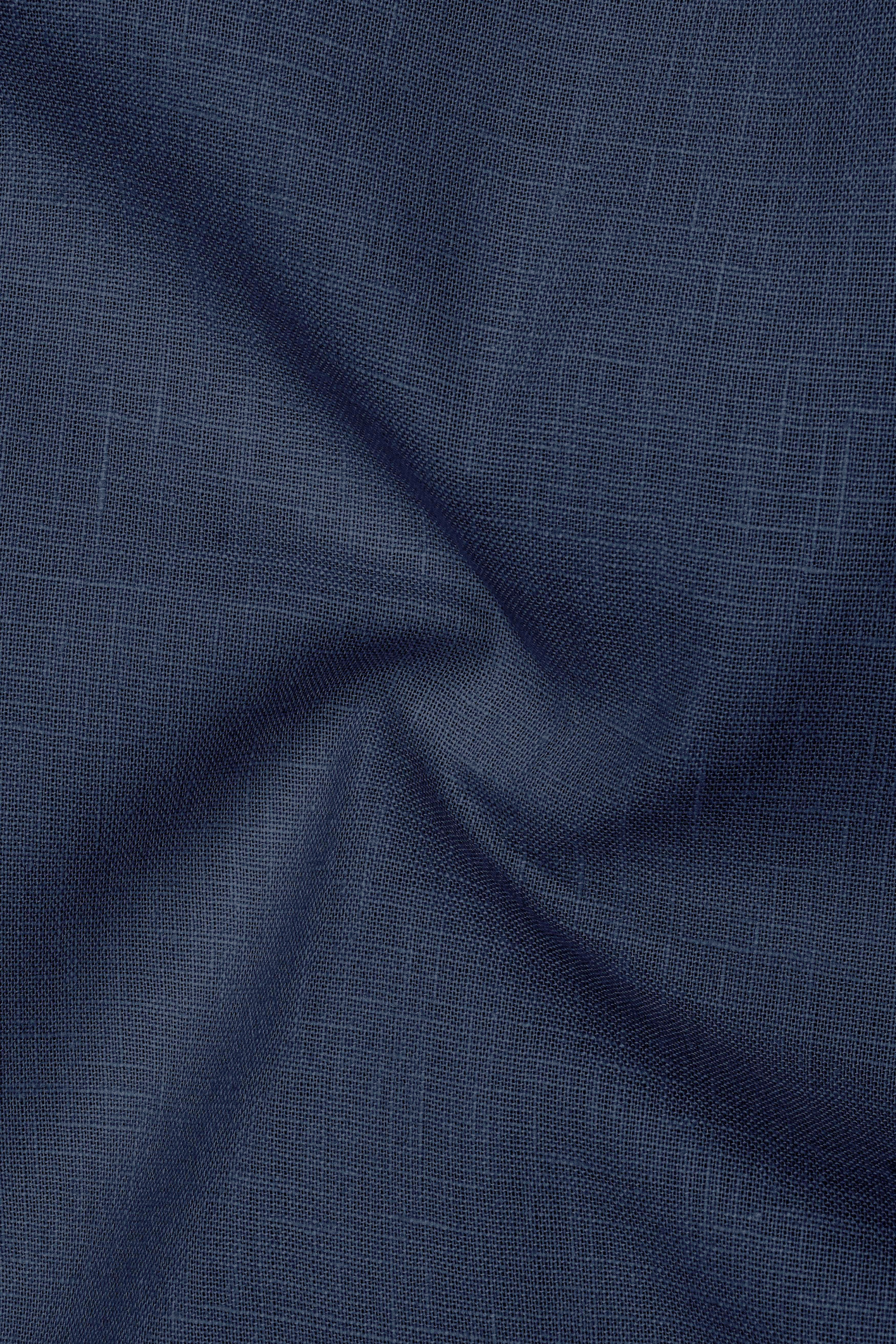 Mariner-Bunker Blue Luxurious Linen Dress Shirt