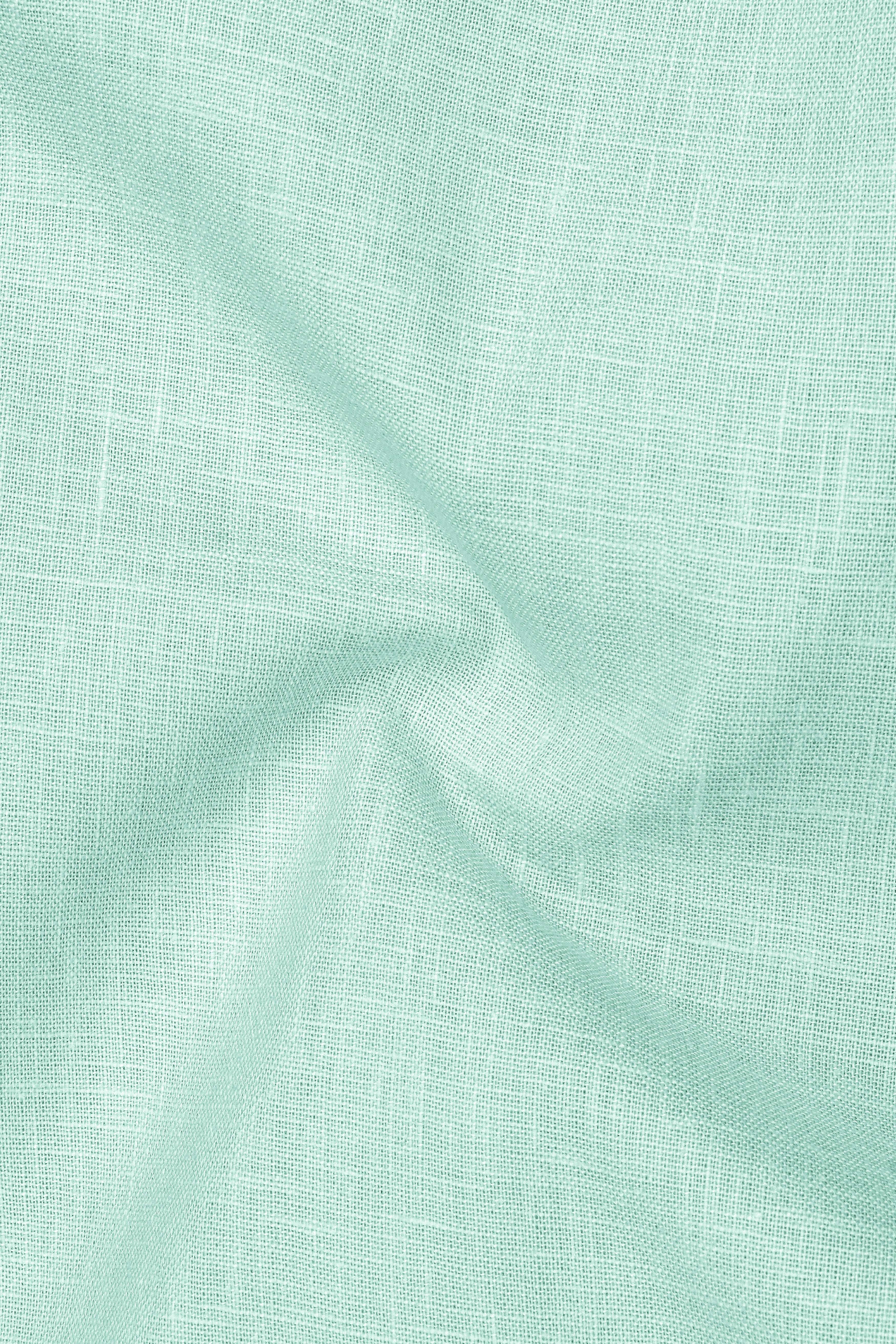 Zenith-Skeptic Blue Luxurious Linen Mandarin Dress Shirt