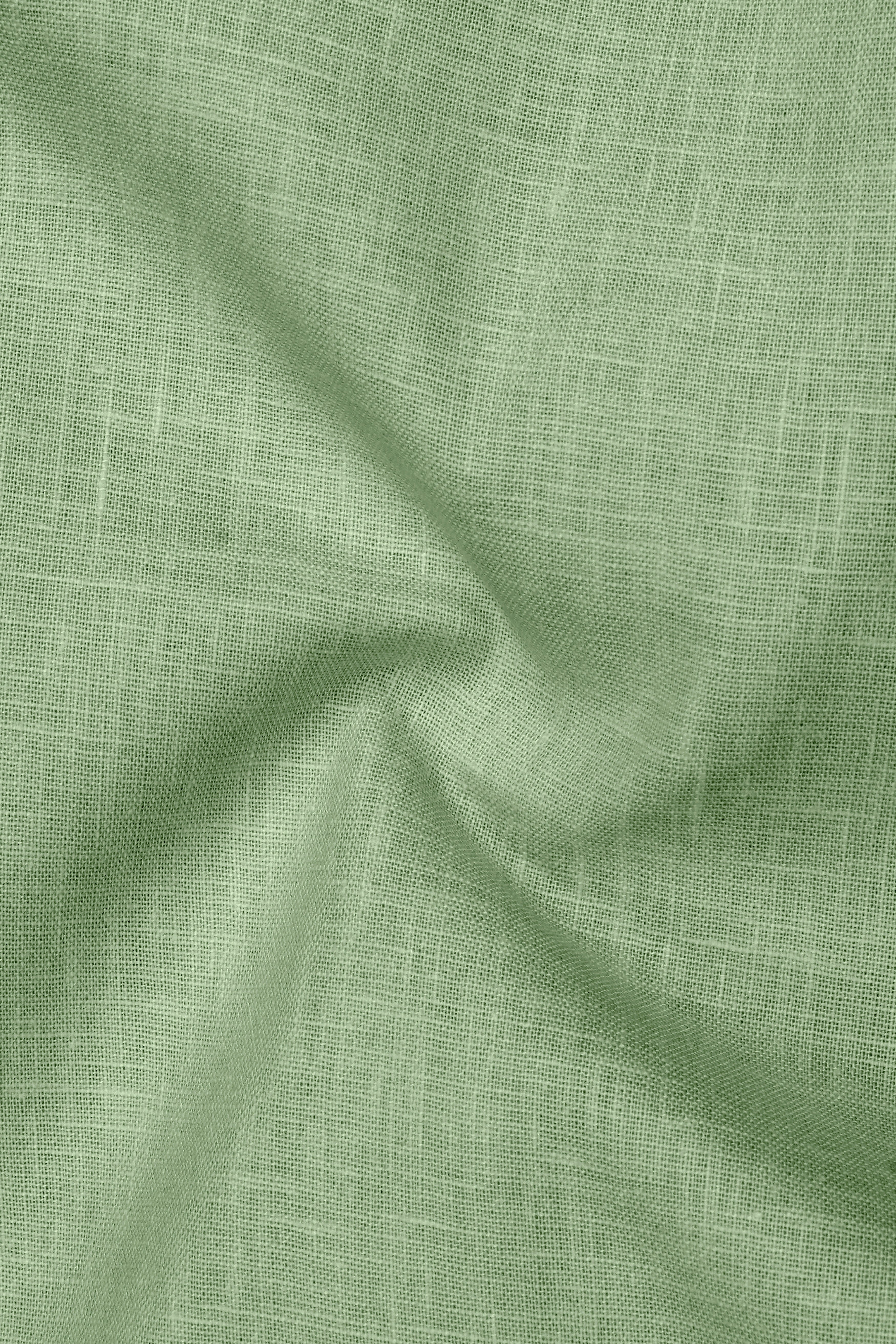 Emerald-Merlin Green Luxurious Linen Mandarin Dress Shirt