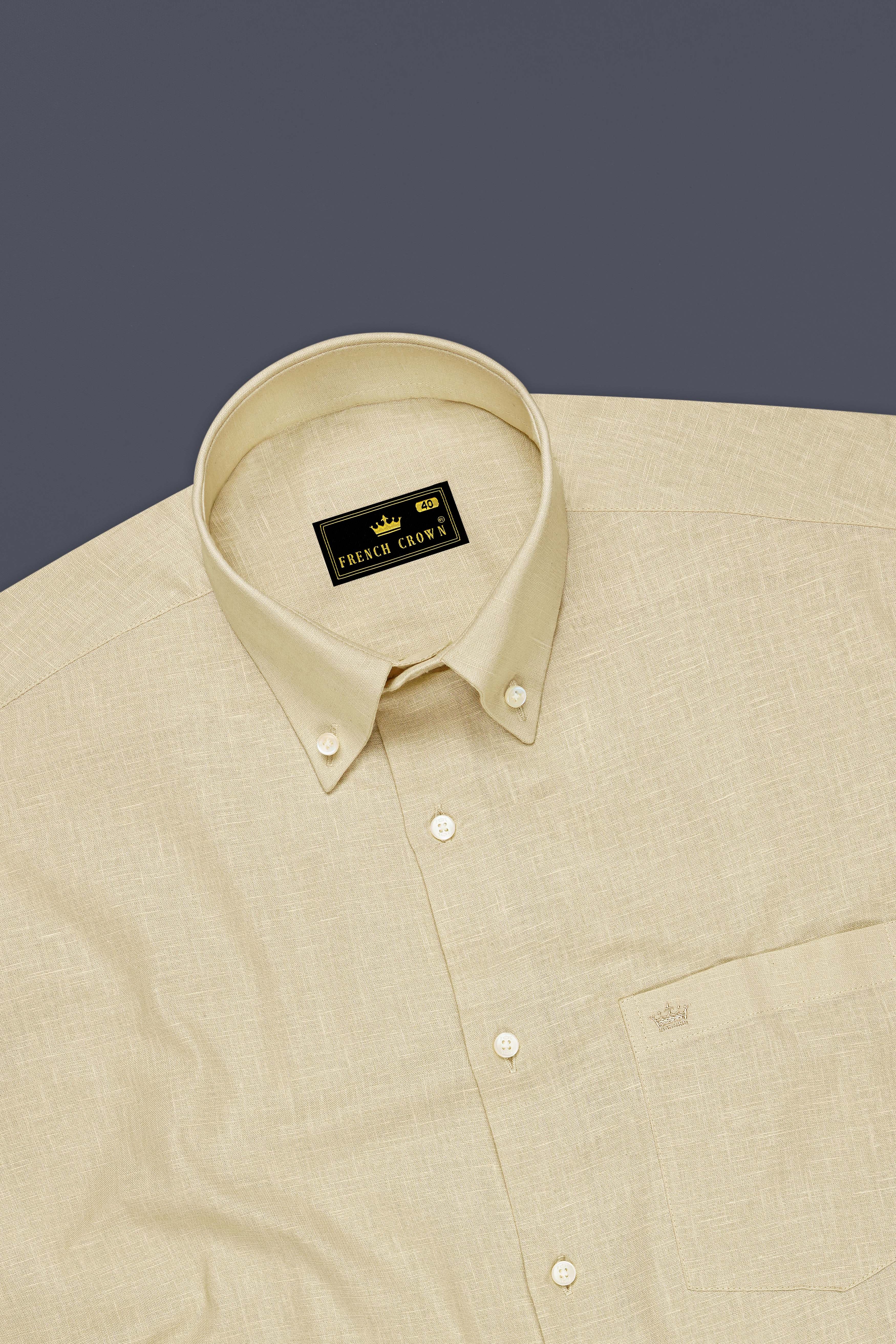 Vanille-Zorba Cream Luxurious Linen Button Down Dress Shirt