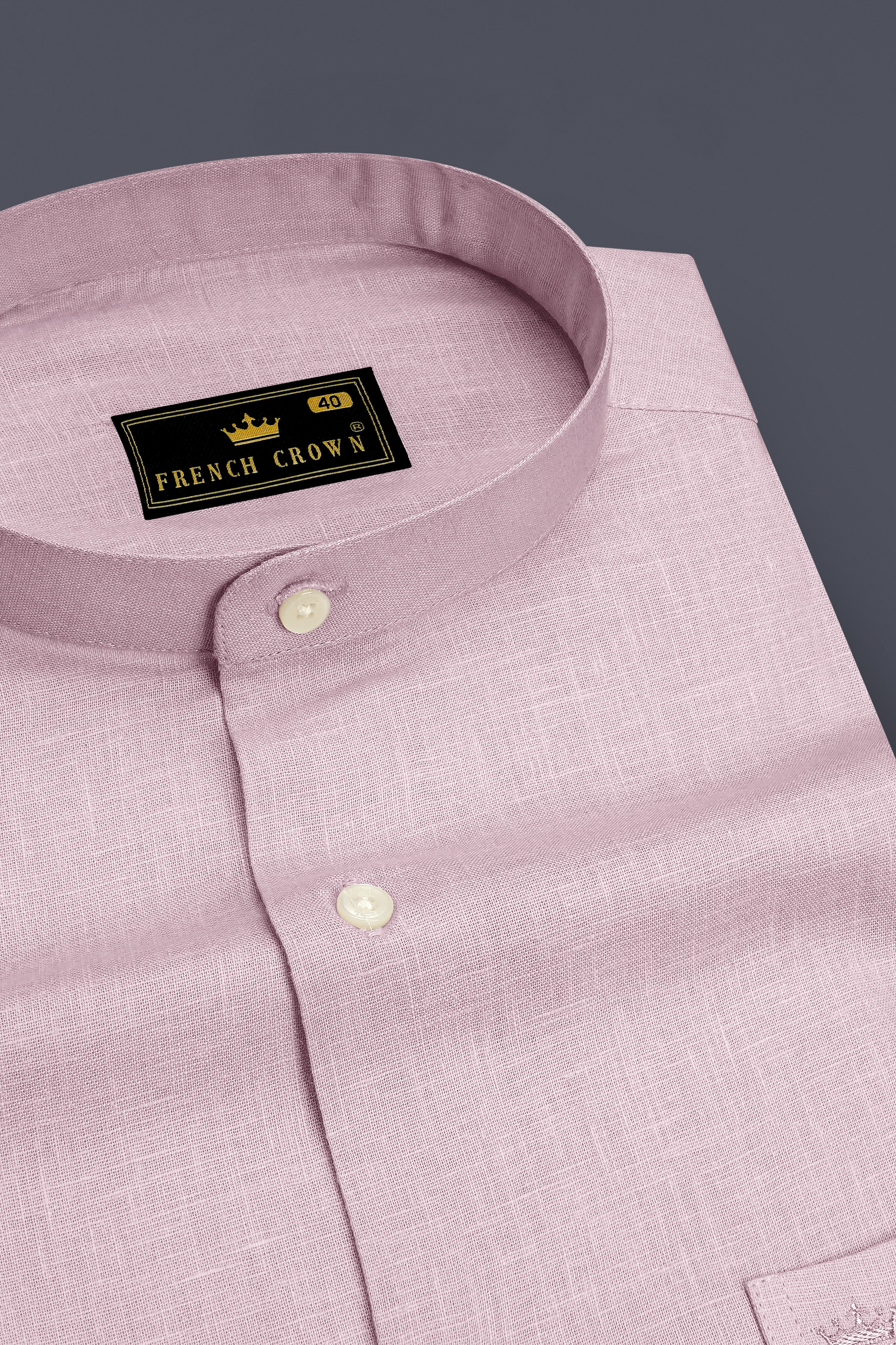 Zenith-Maverick Pink Luxurious Linen Mandarin Dress Shirt
