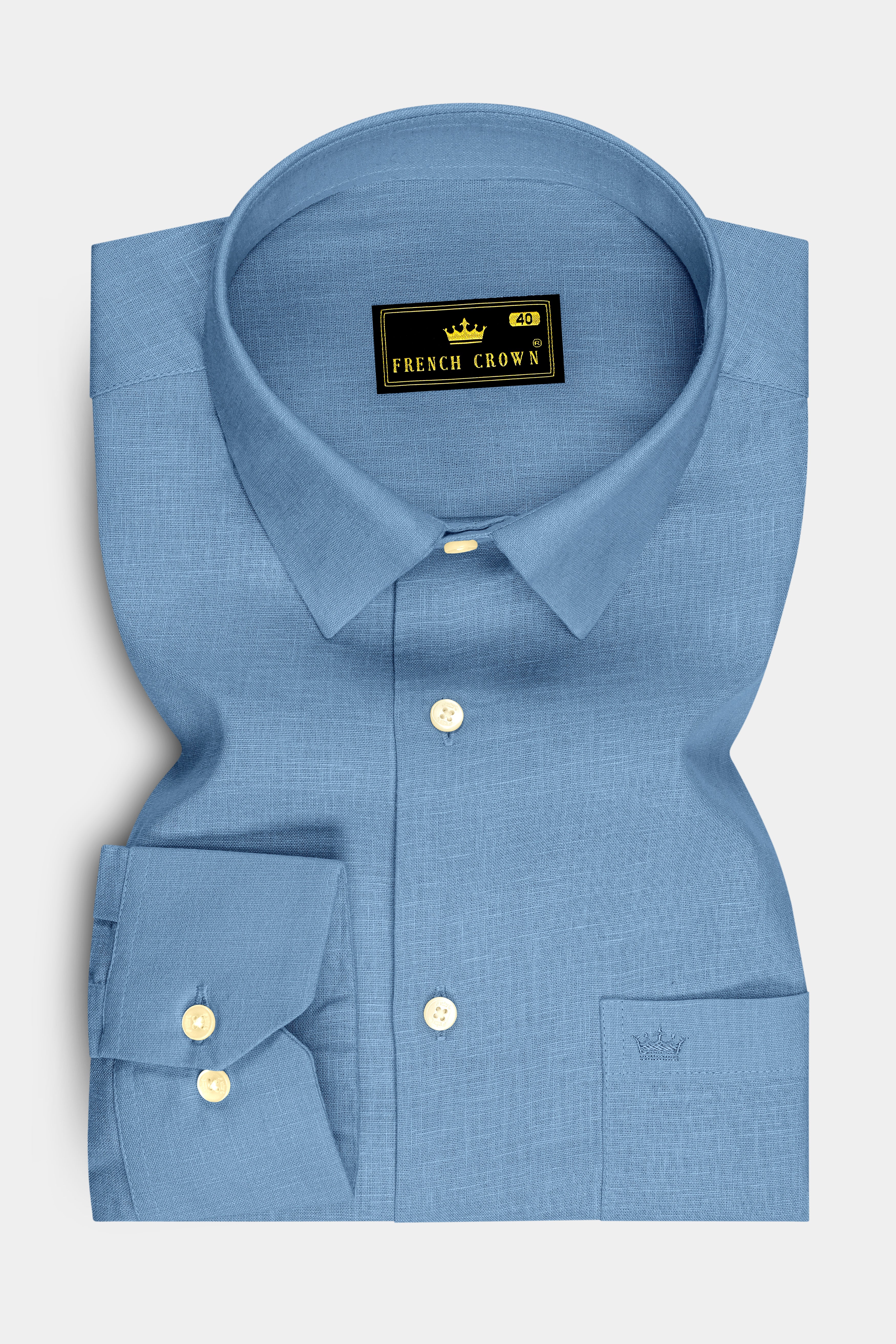 Azure-Lynch Blue Luxurious Linen Dress Shirt