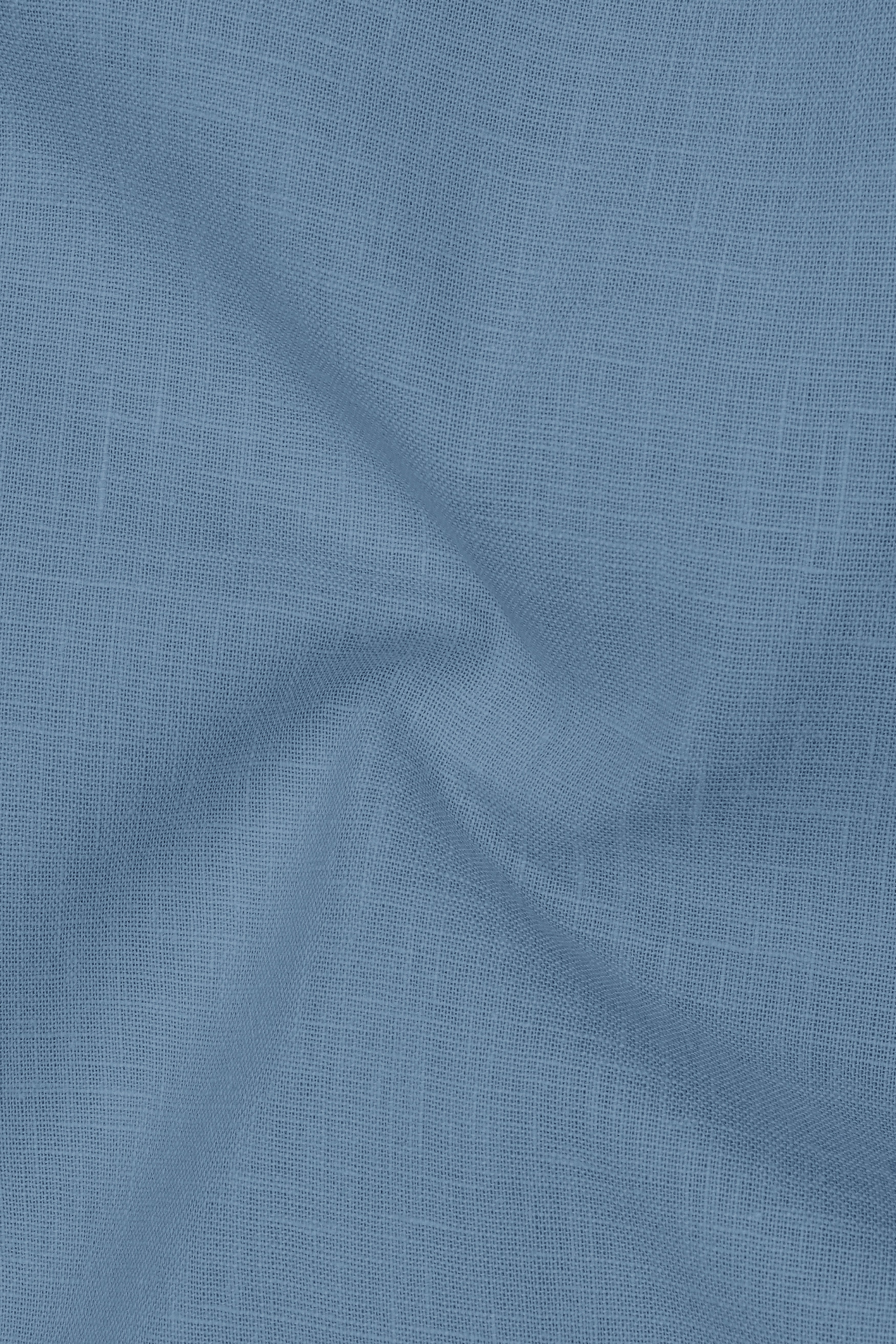 Azure-Lynch Blue Luxurious Linen Mandarin Dress Shirt