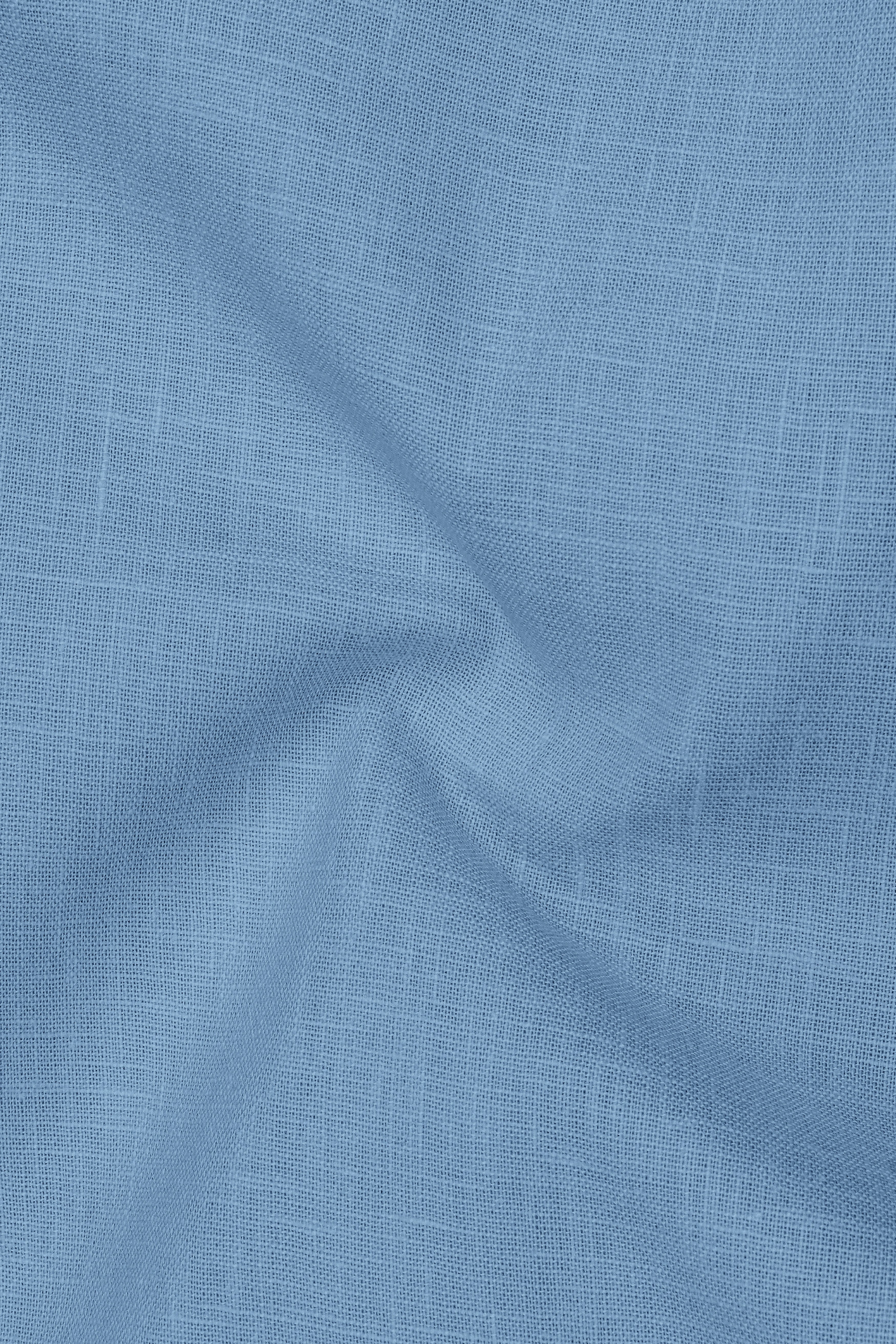 Azure-Lynch Blue Luxurious Linen Mandarin Dress Shirt