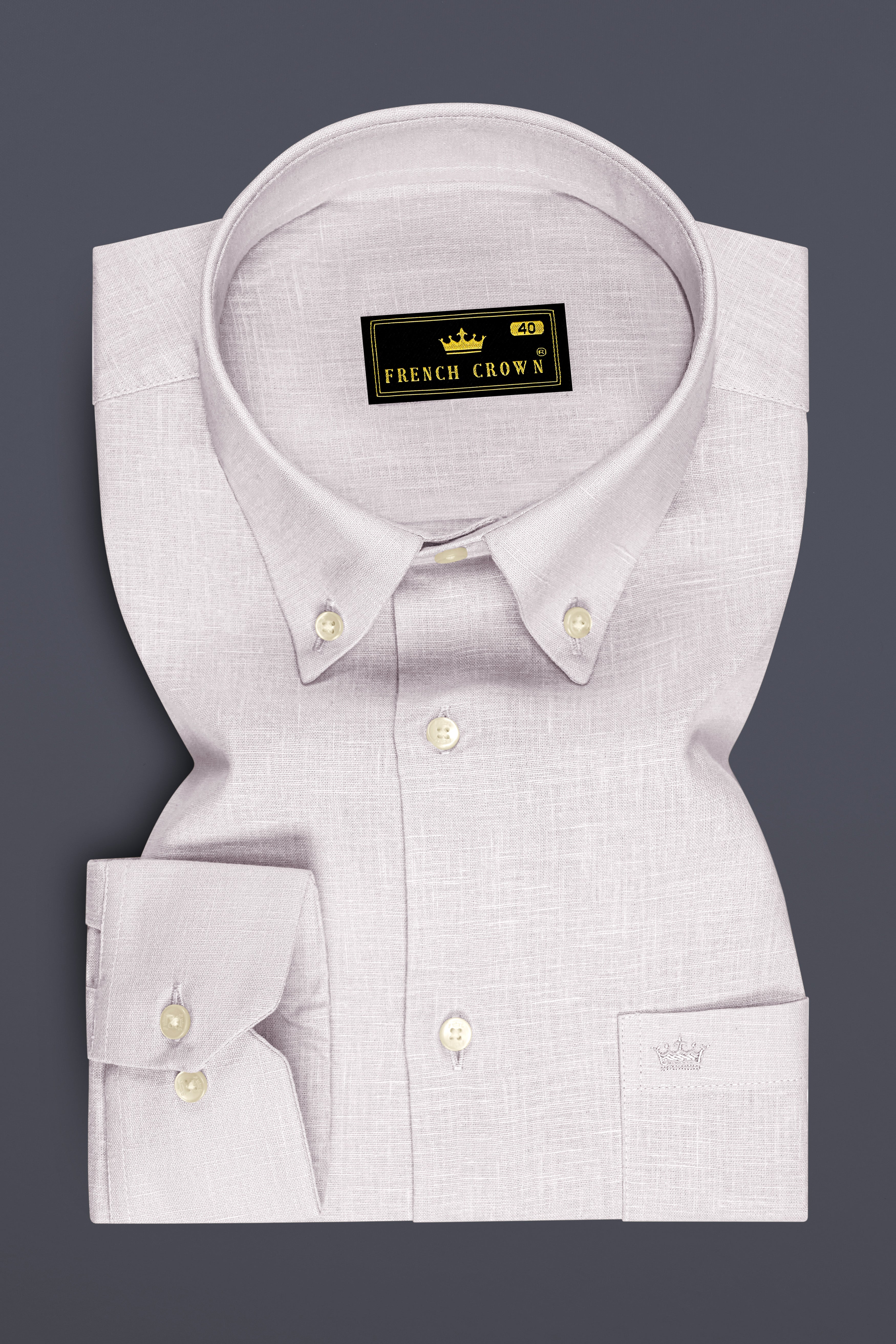 Anchor-Pearl Bush Gray Luxurious Linen Button Down Dress Shirt