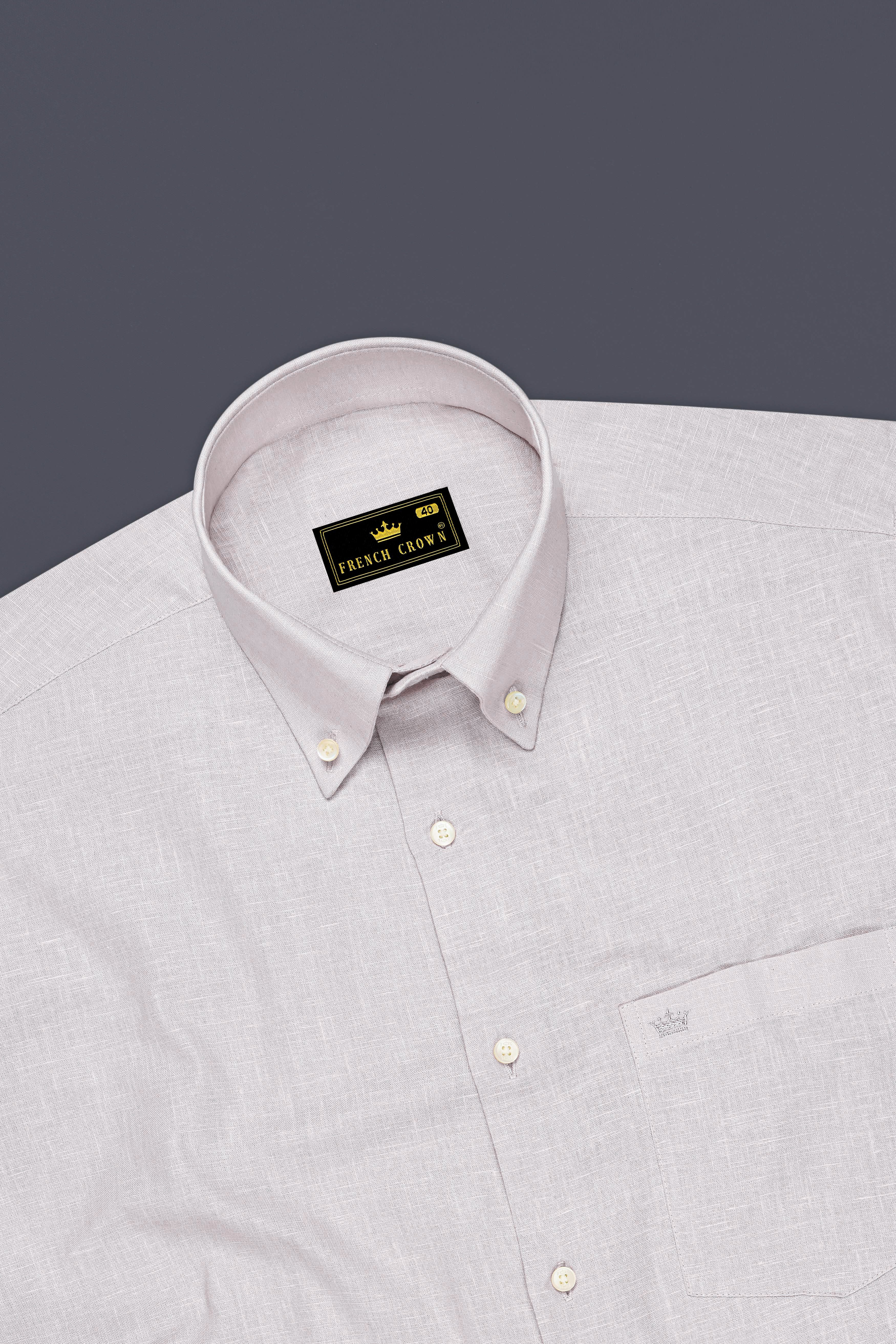 Anchor-Pearl Bush Gray Luxurious Linen Button Down Dress Shirt