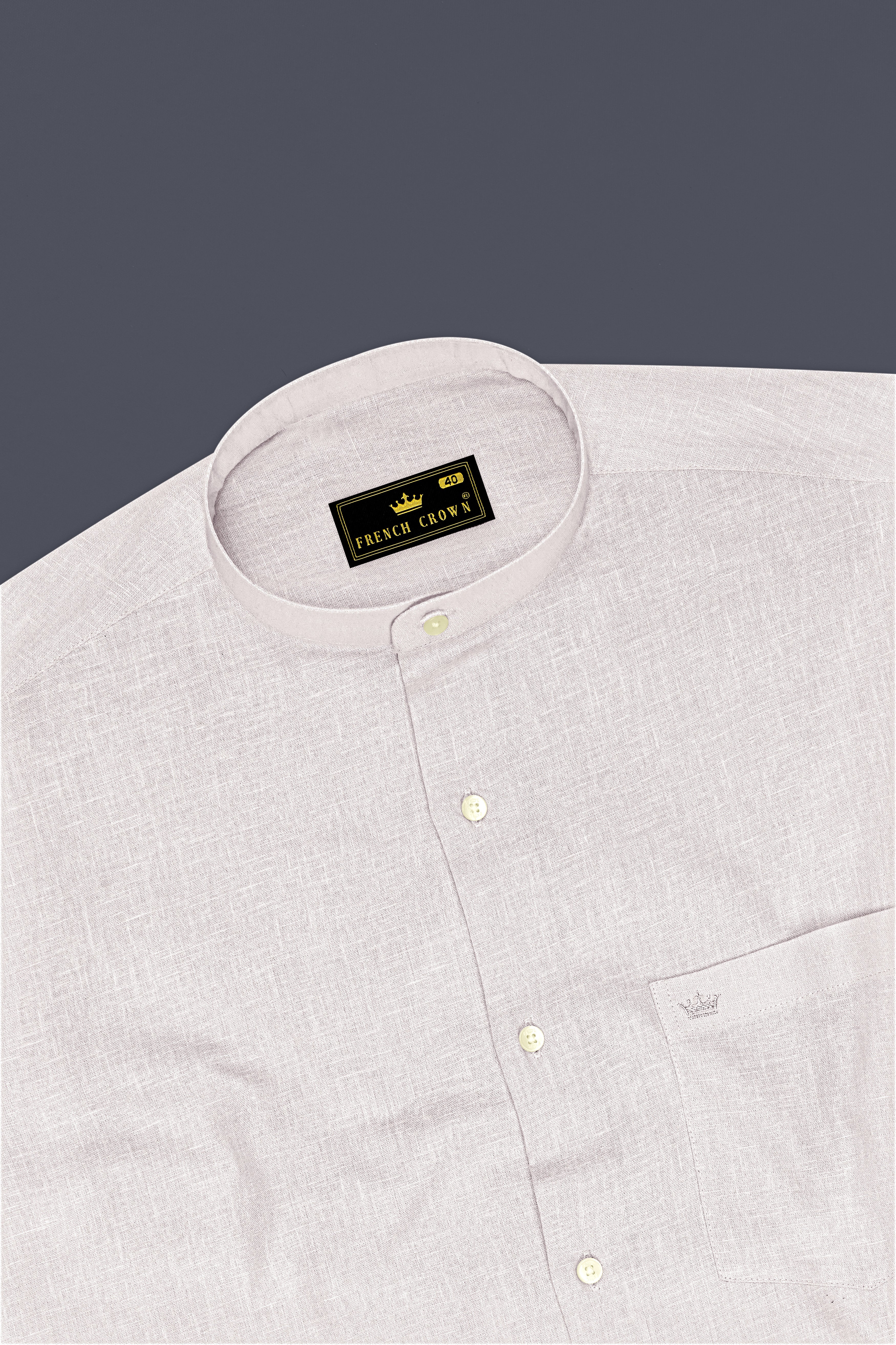 Anchor-Pearl Bush Gray Luxurious Linen Mandarin Dress Shirt
