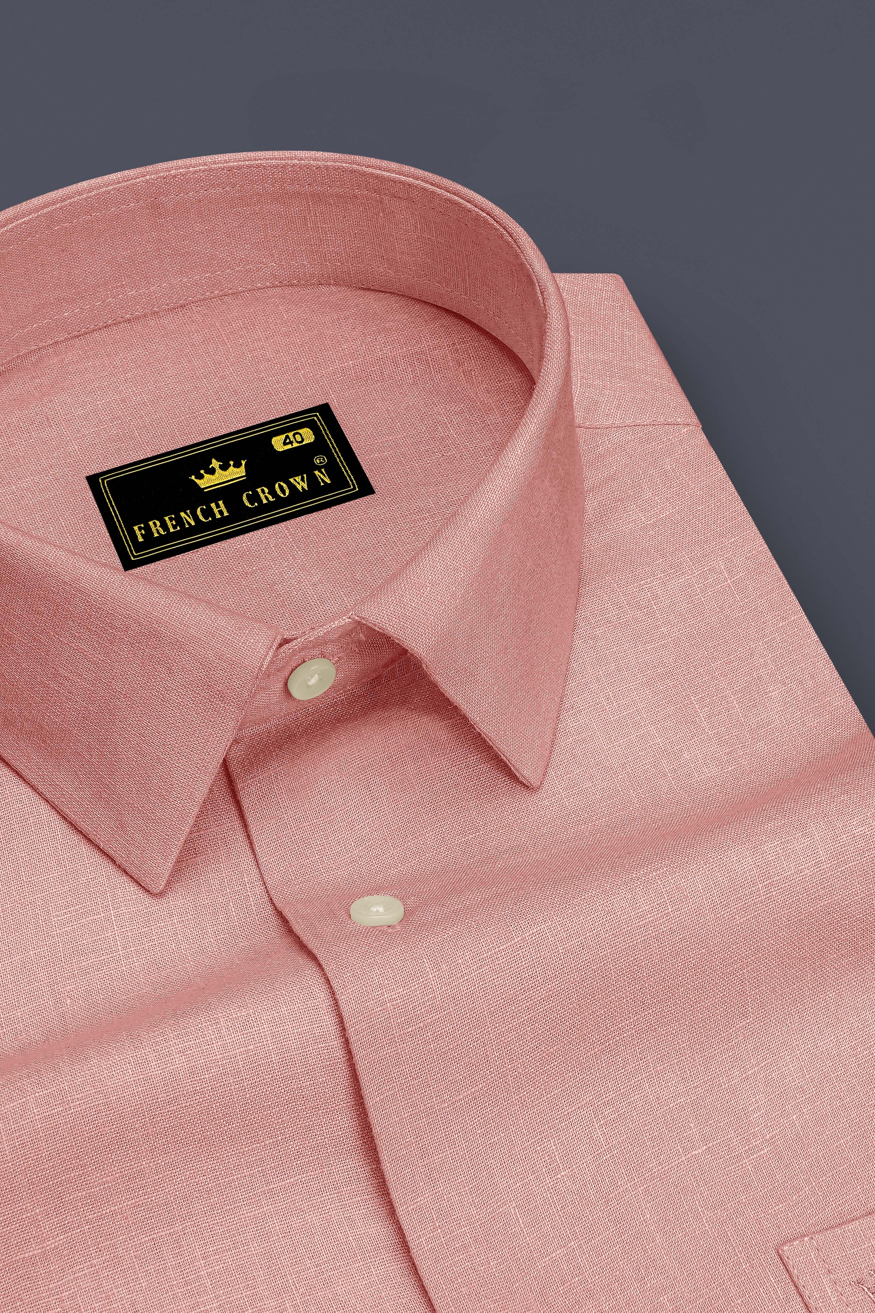 Apricot-Oriental Peach Luxurious Linen Dress Shirt