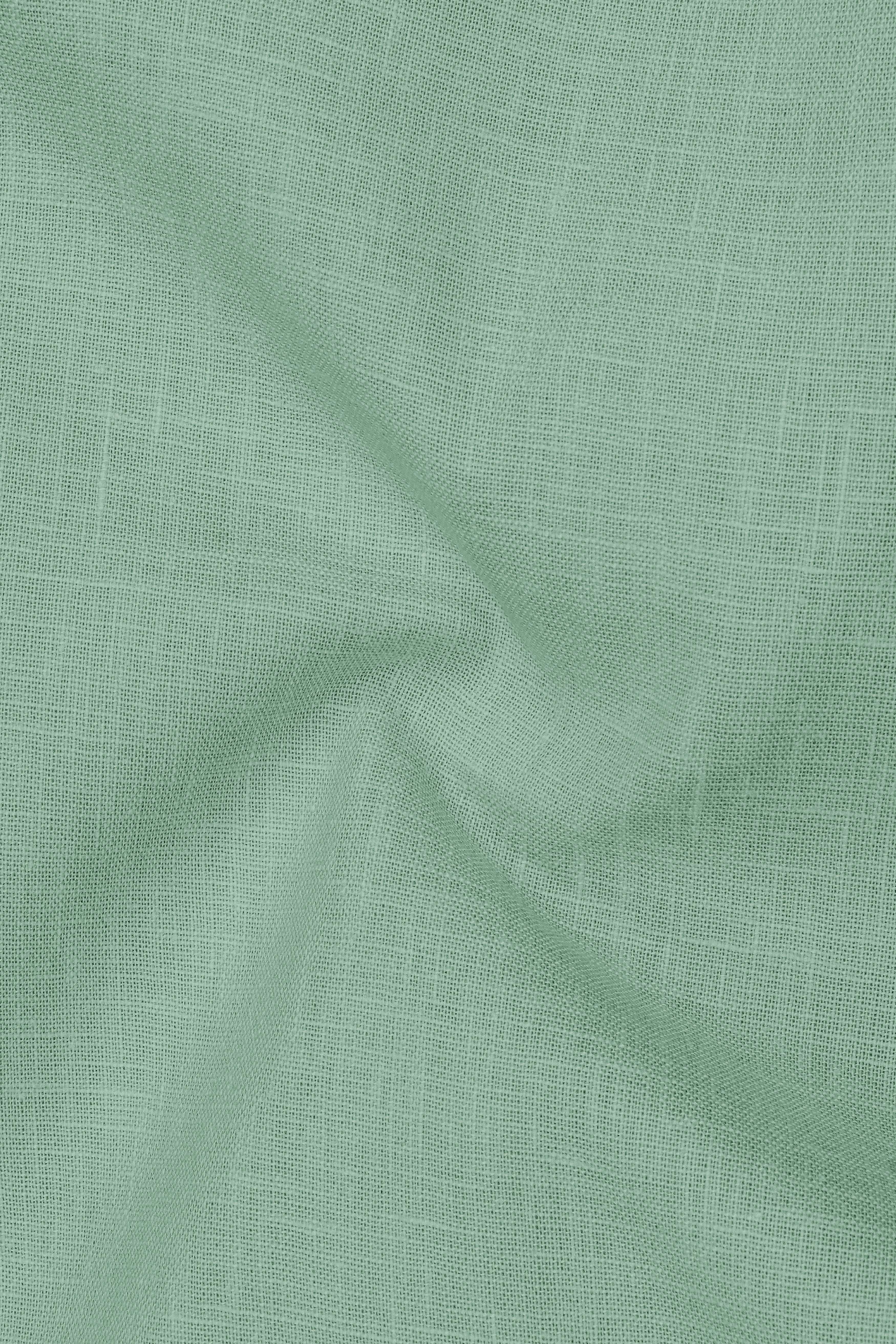Verdant-Mantle Green Luxurious Linen Button Down Dress Shirt
