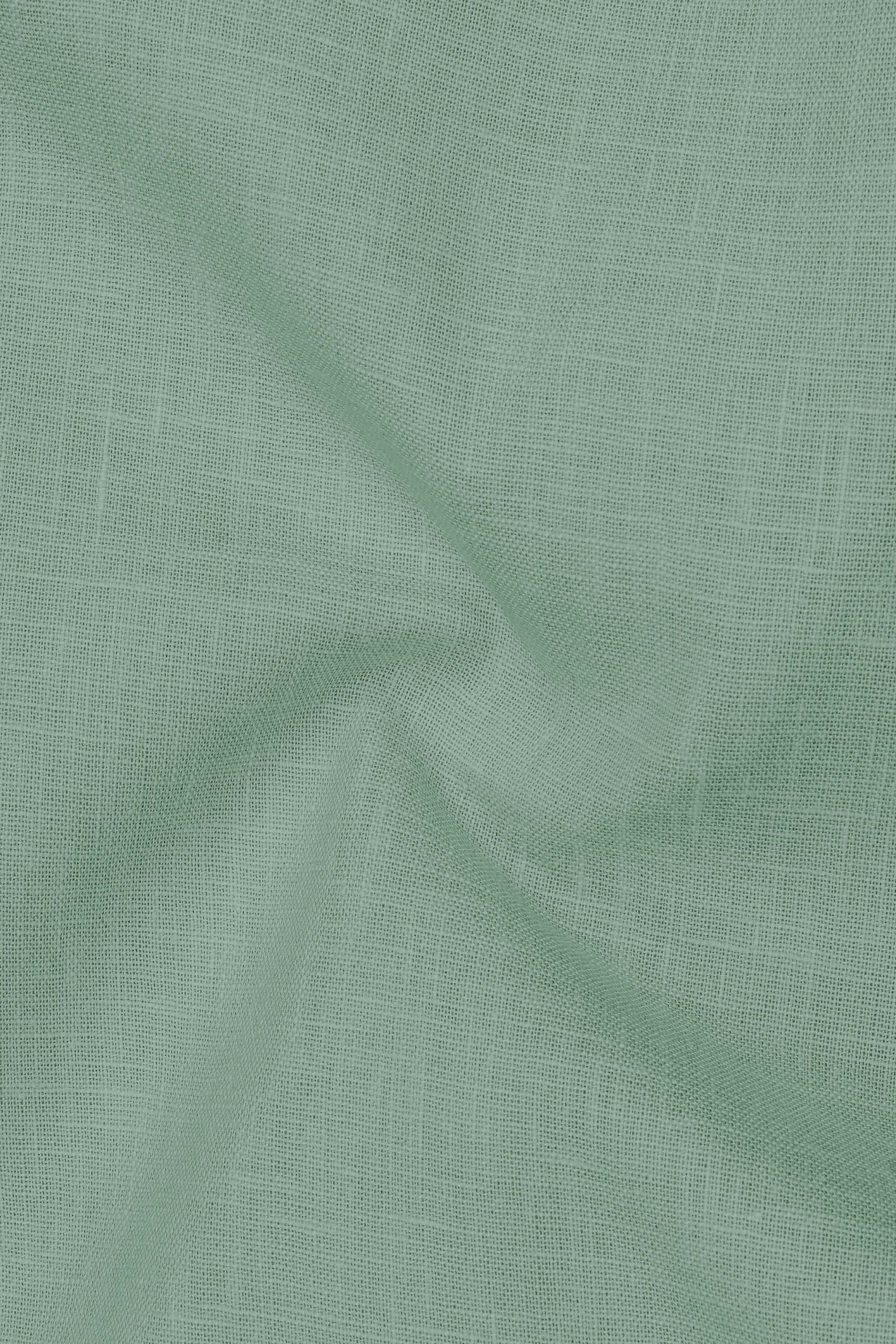 Verdant-Mantle Green Luxurious Linen Dress Shirt