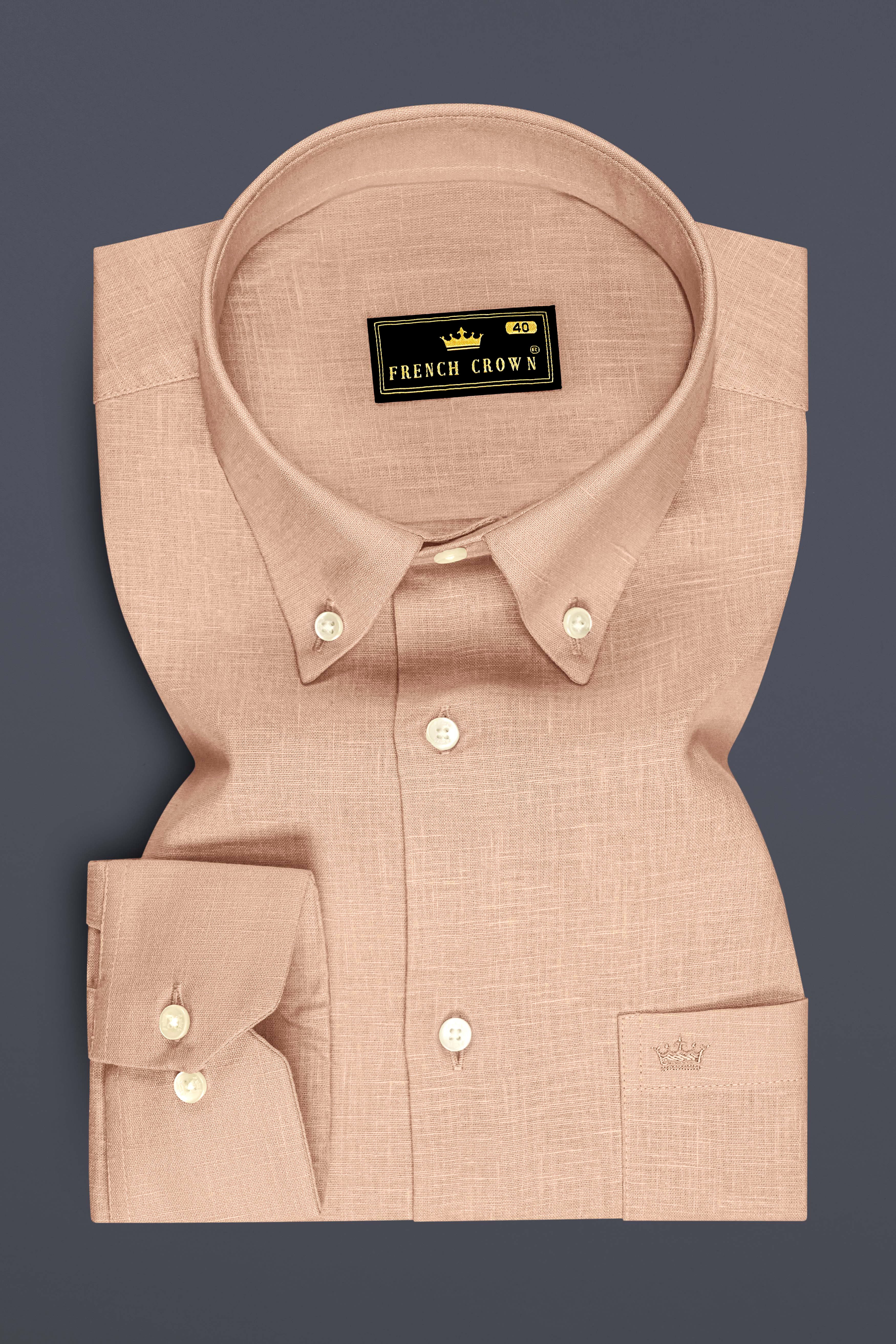 Zenith-Rodeo Brown Luxurious Linen Button Down Dress Shirt