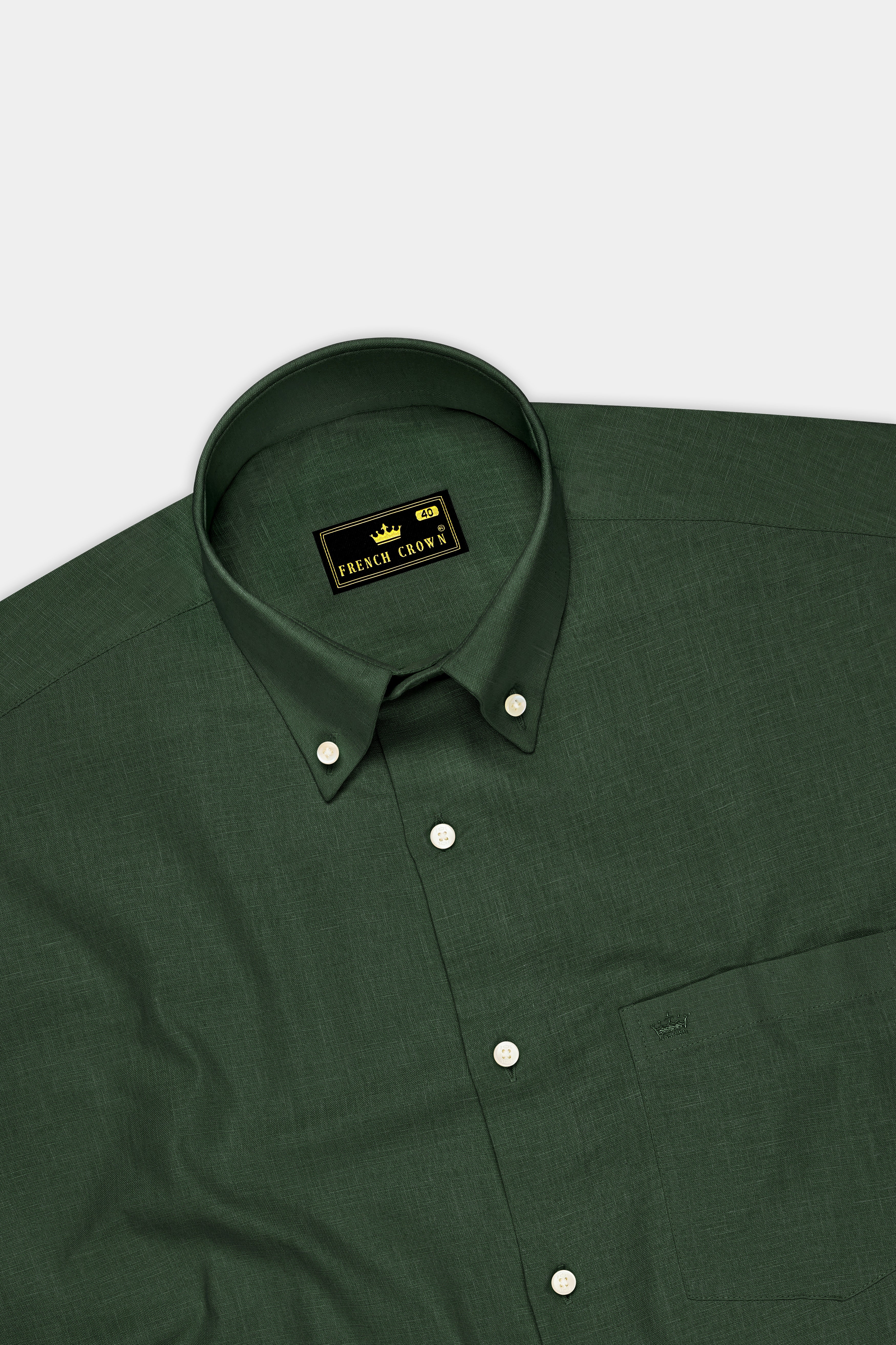 Orbit-Space Green Luxurious Linen Button Down Dress Shirt
