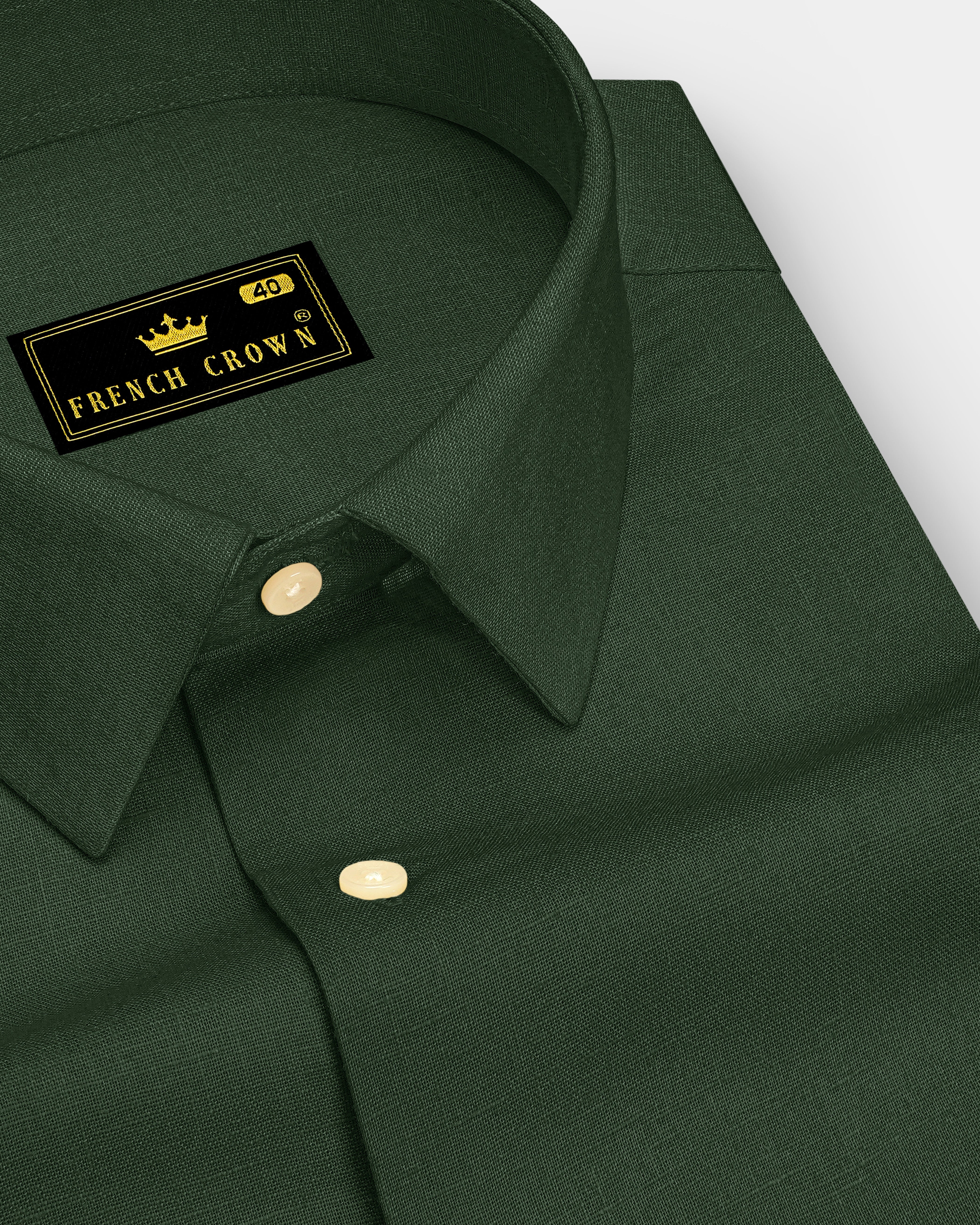 Orbit-Space Green Plain Solid Formal Premium Linen Shirt For Men Orbit-Space Green Plain Solid Formal Premium Linen Shirt For Men