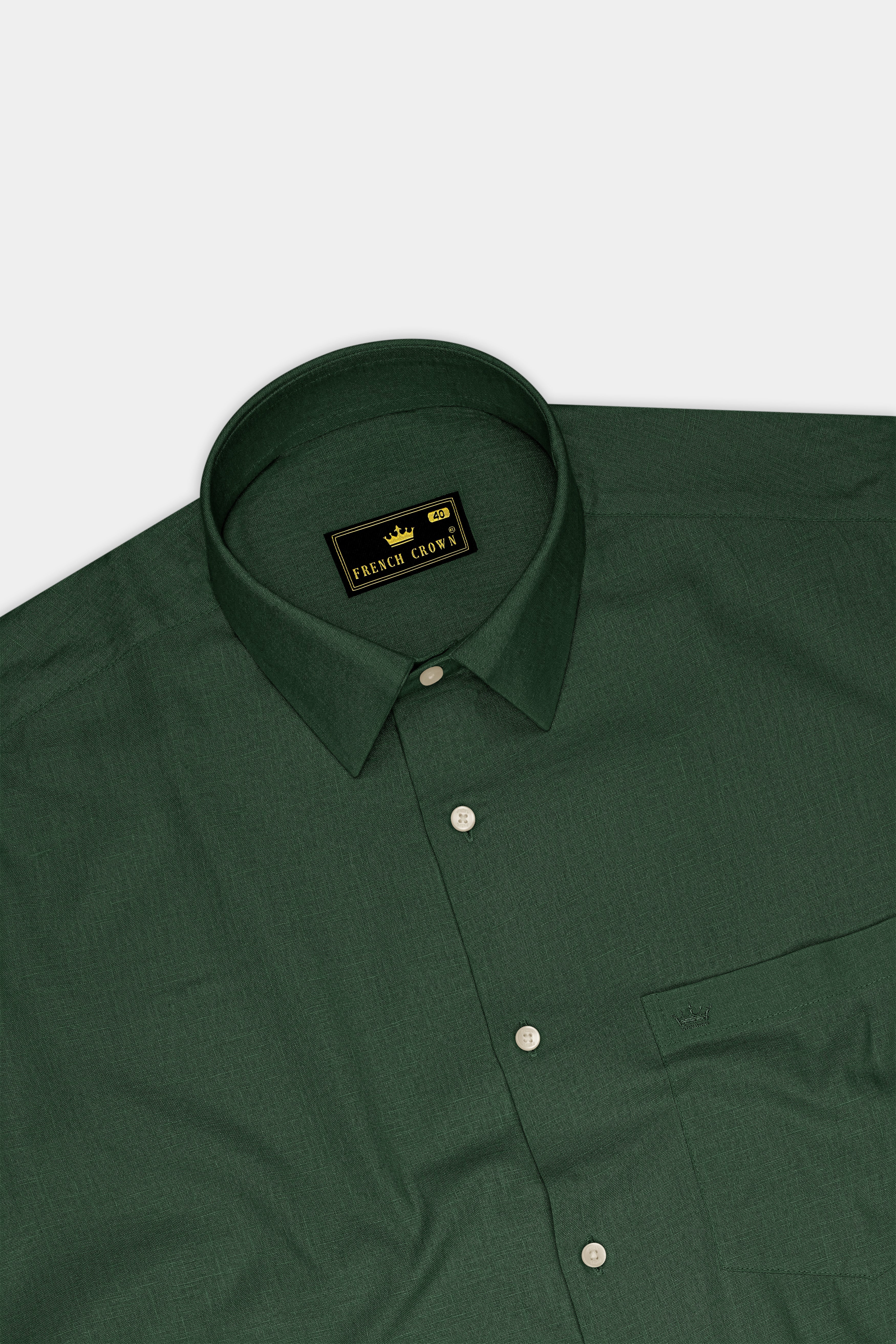 Orbit-Space Green Plain Solid Formal Premium Linen Shirt For Men
