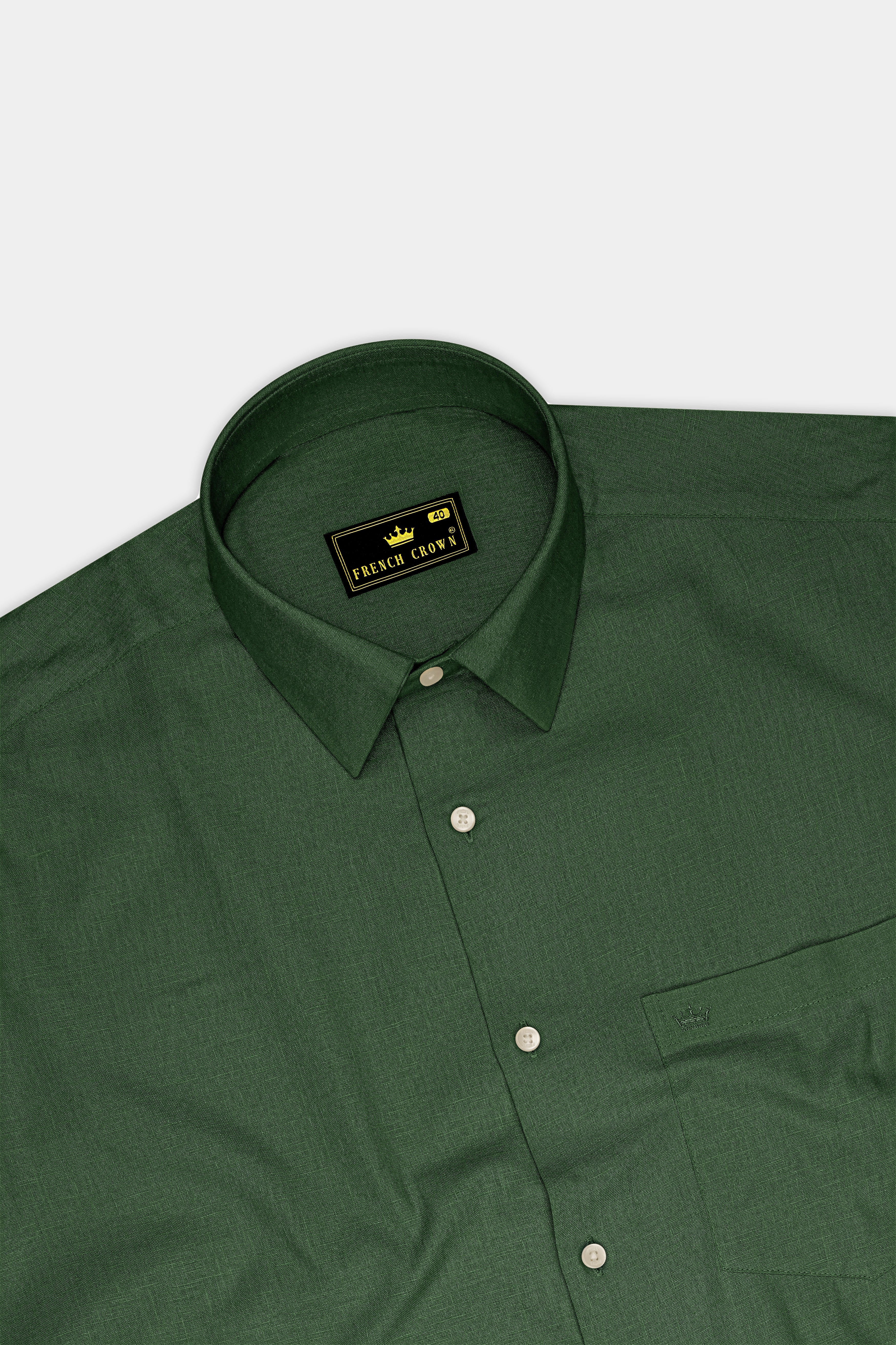 Orbit-Space Green Plain Solid Formal Premium Linen Shirt For Men
