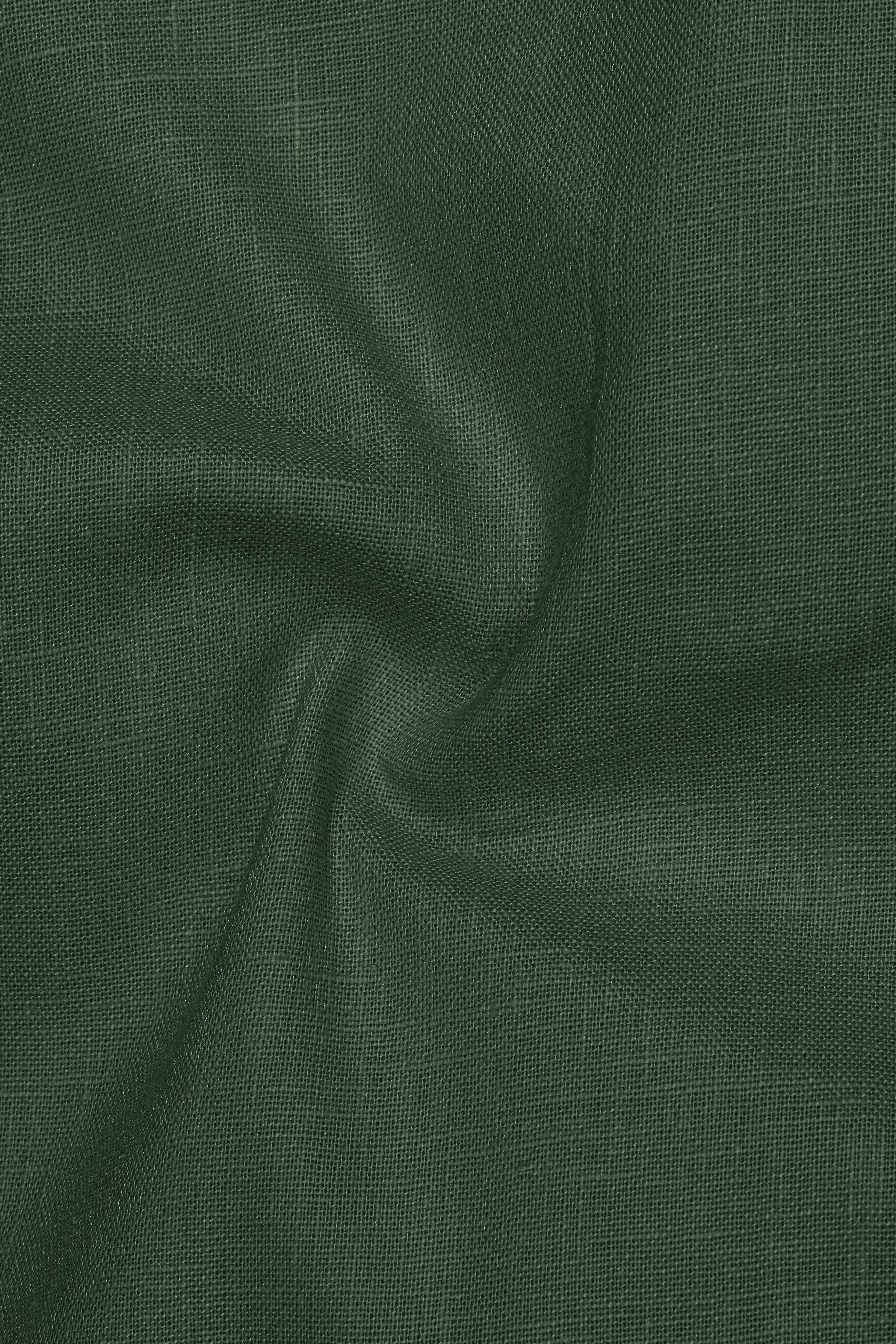 Orbit-Space Green Luxurious Linen Mandarin Dress Shirt