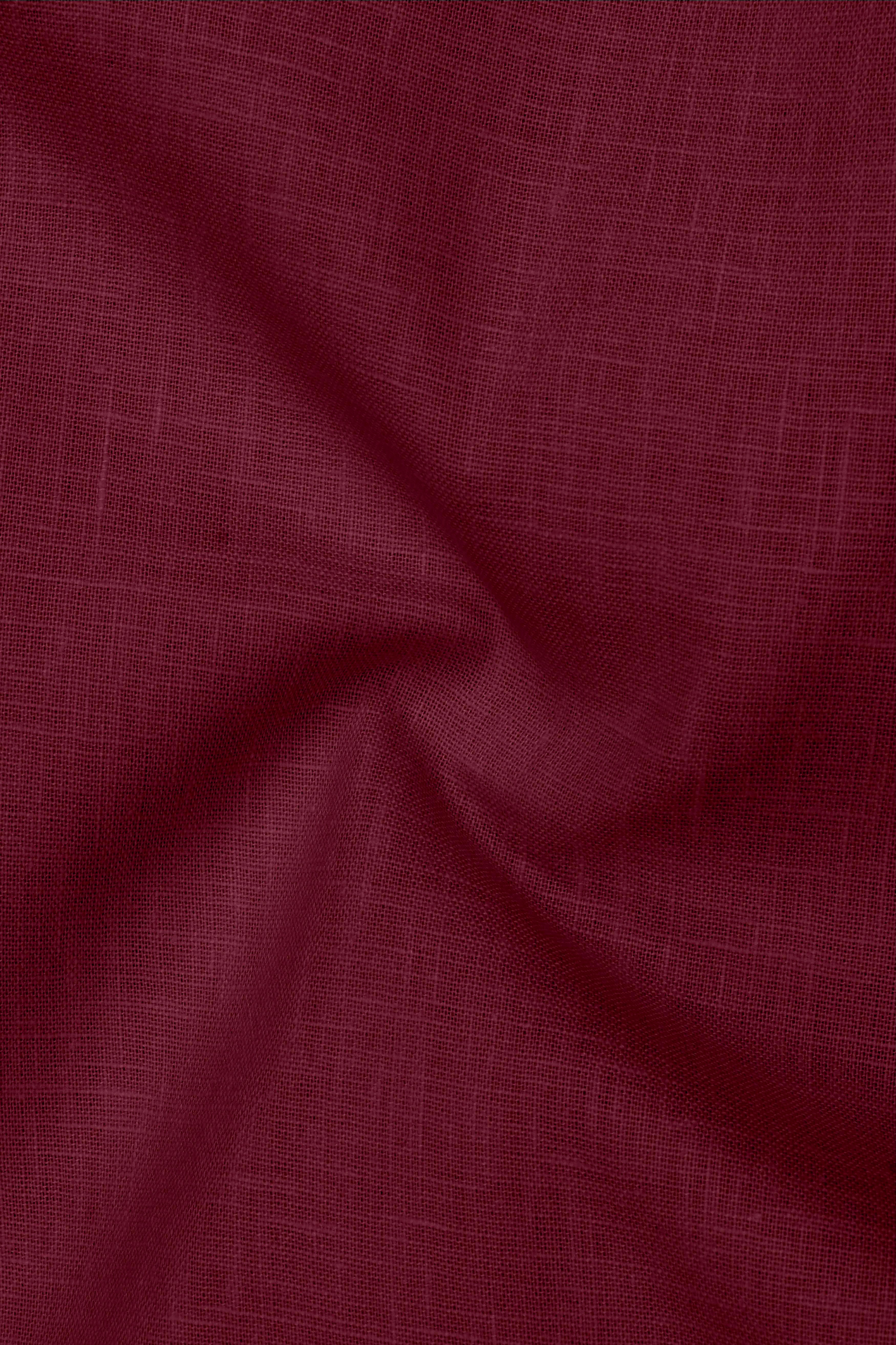Merlot-Wine Berry Maroon Luxurious Linen Button Down Dress Shirt