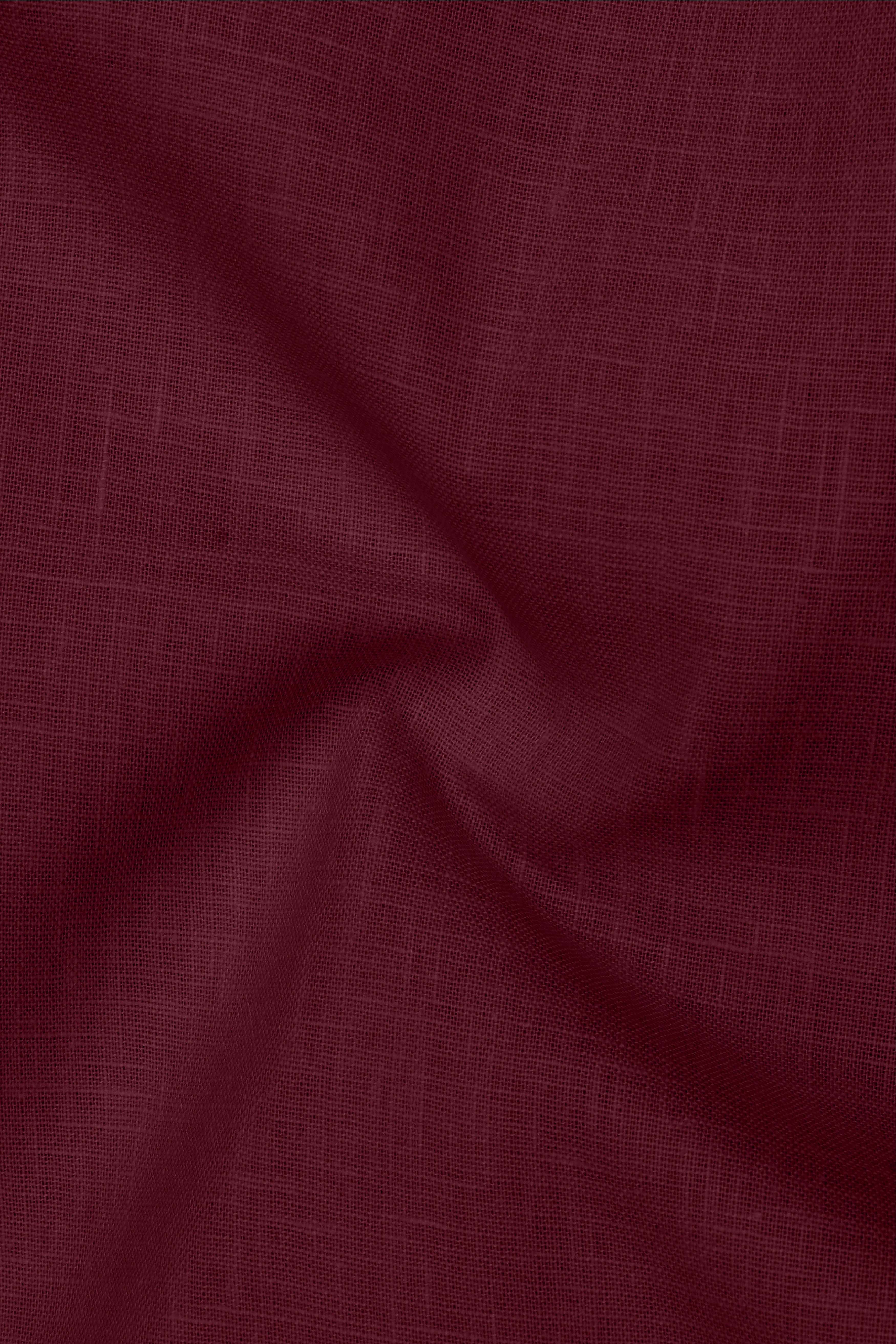 Merlot-Wine Berry Maroon Luxurious Linen Dress Shirt
