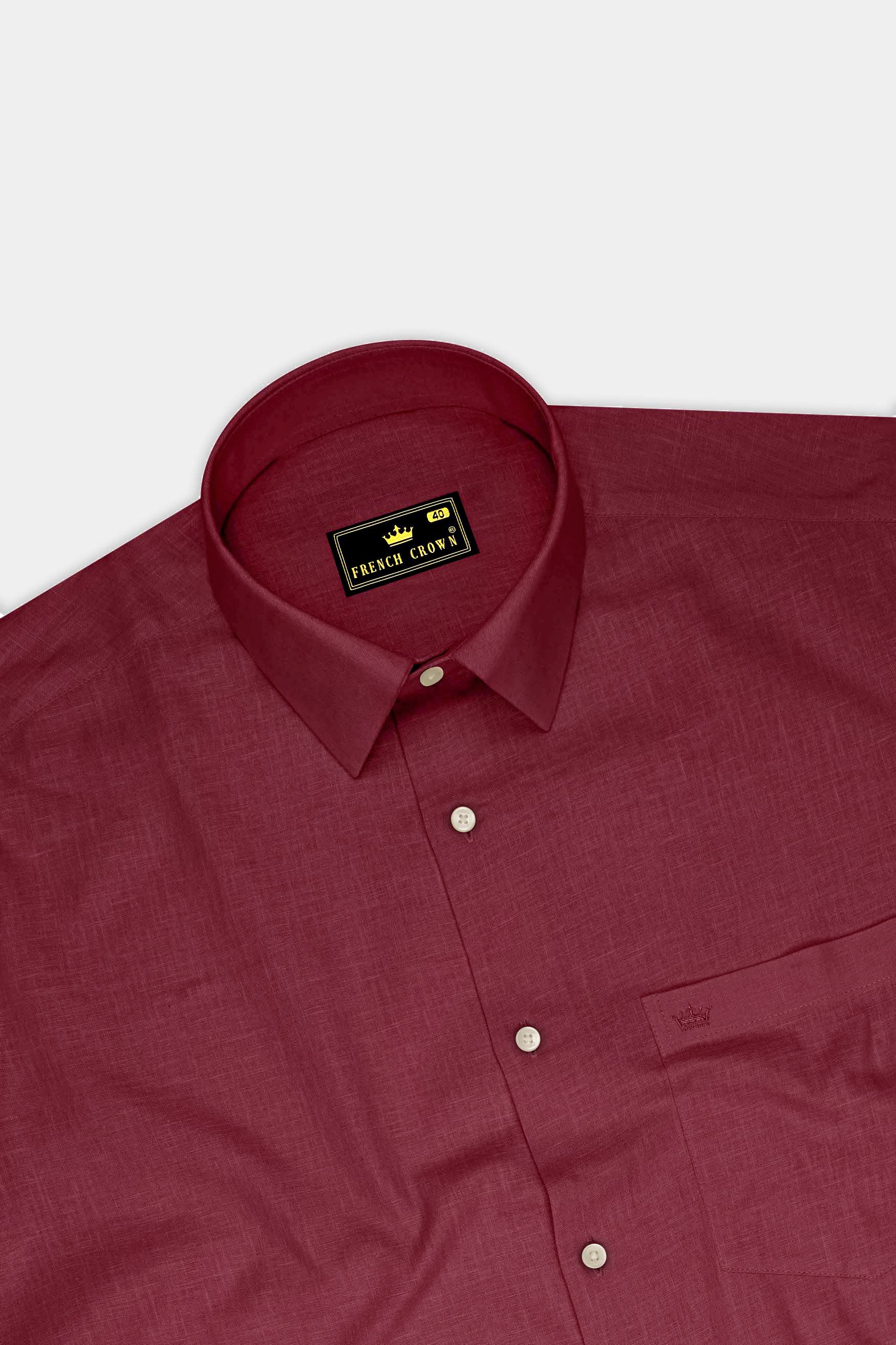 Merlot-Wine Berry Maroon Luxurious Linen Dress Shirt
