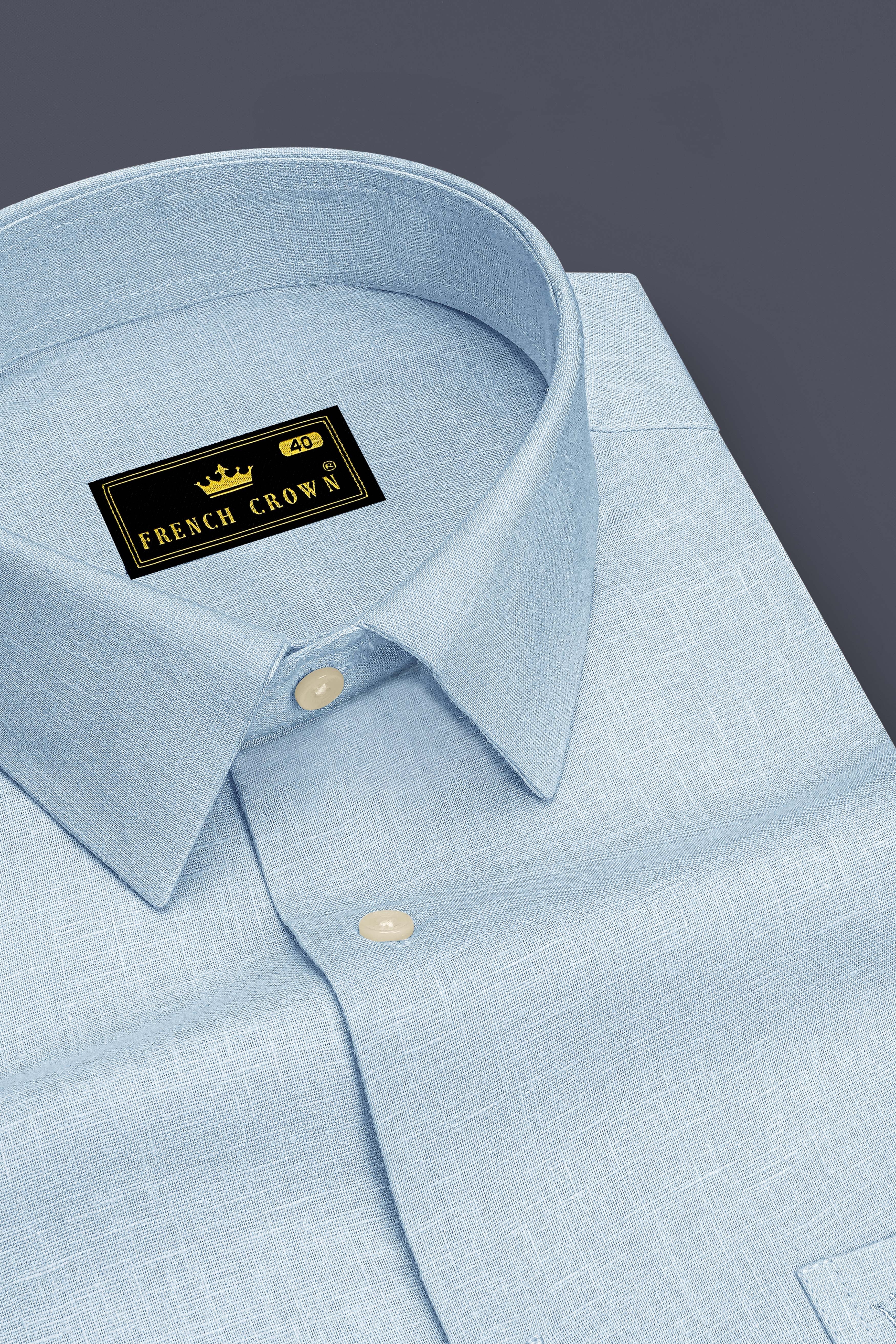 Ocean-Casper Blue Luxurious Linen Dress Shirt