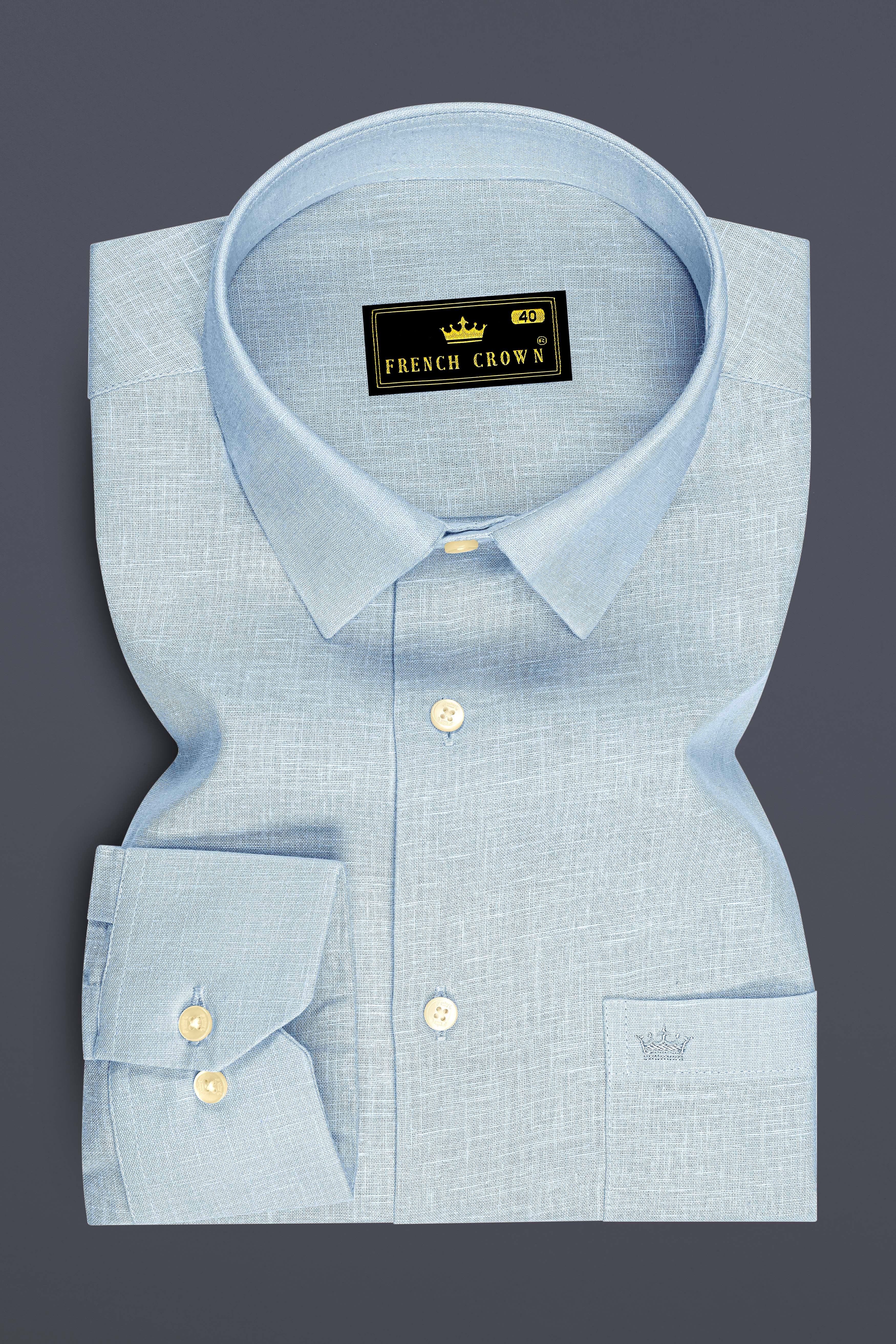 Ocean-Casper Blue Luxurious Linen Dress Shirt