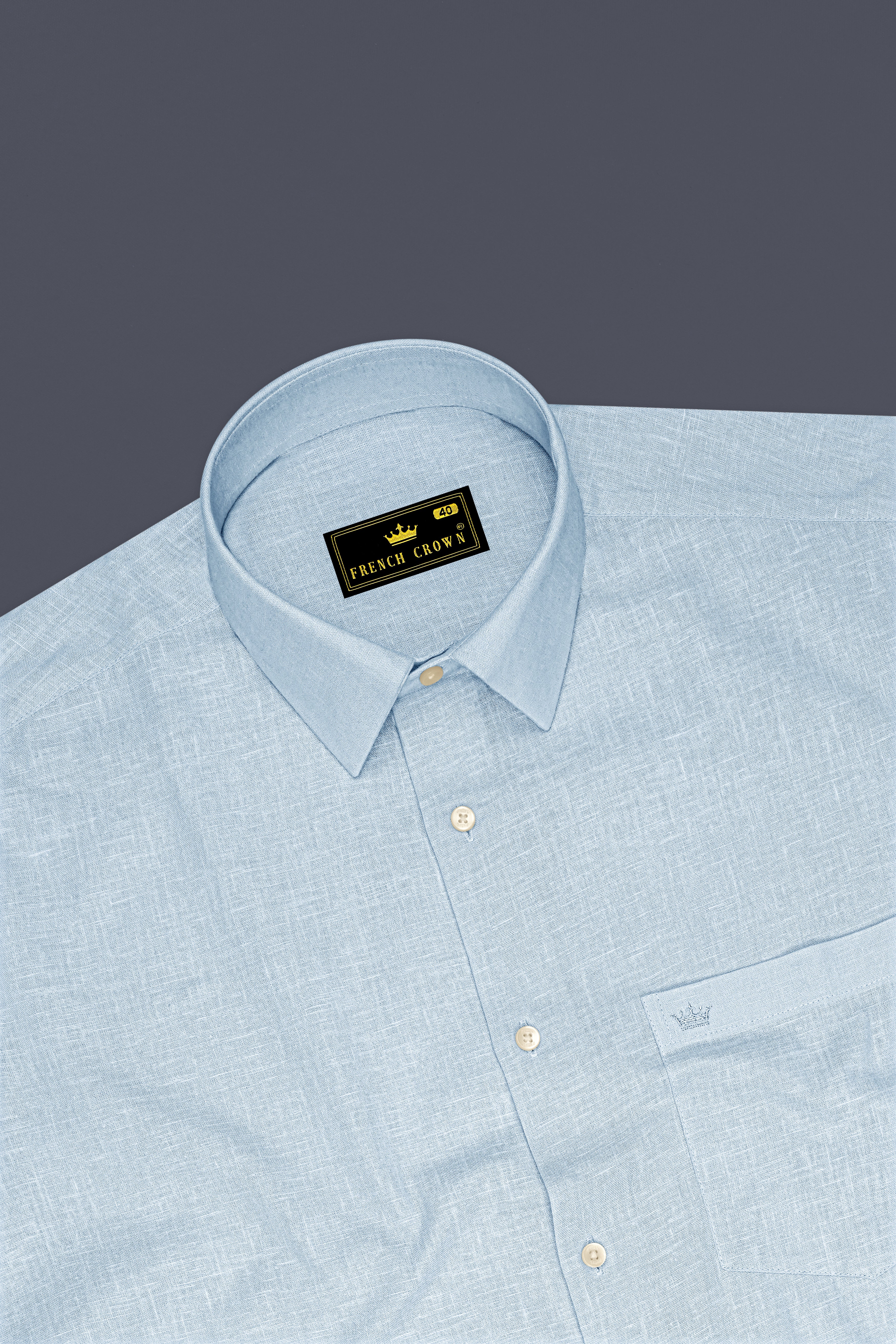 Ocean-Casper Blue Luxurious Linen Dress Shirt
