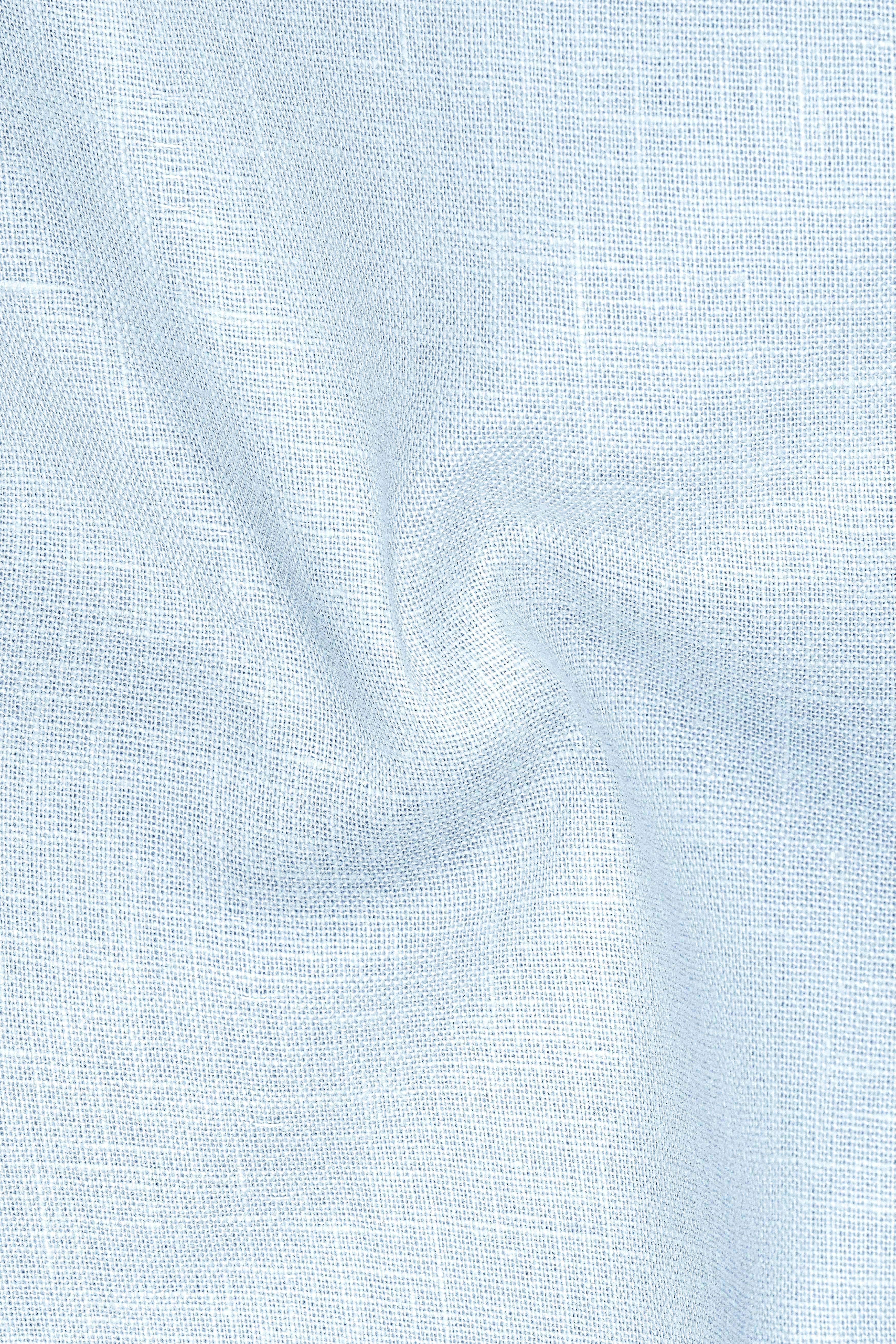 Ocean-Casper Blue Luxurious Linen Mandarin Dress Shirt