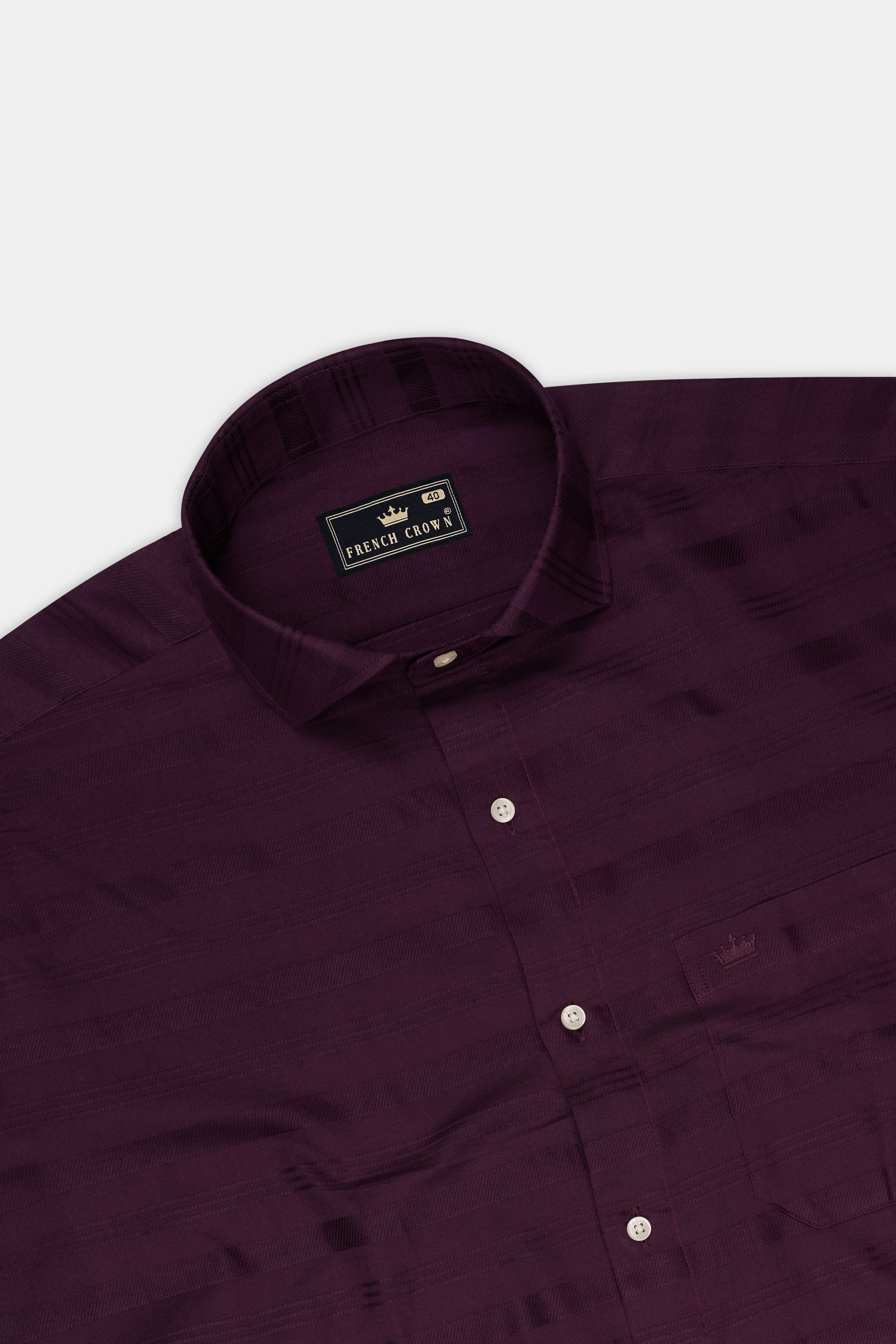 Crimson-Barossa Maroon Jacquard Textured Premium Cotton Dress Shirt
