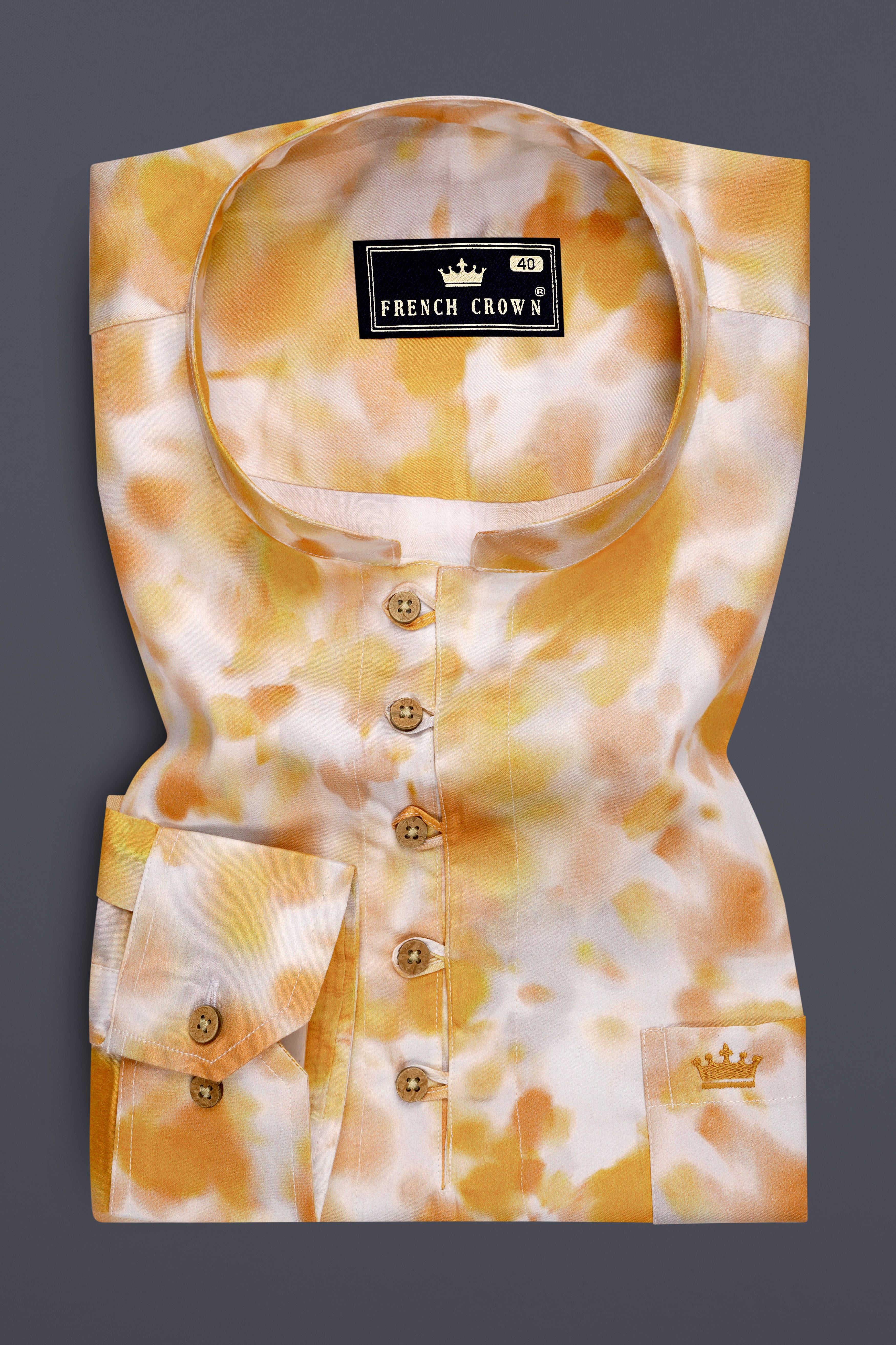 Aurelian-Cadmium Orange And Bright White Soft Tie-Dye Printed Super Soft Premium Cotton Casual Kurta Shirt